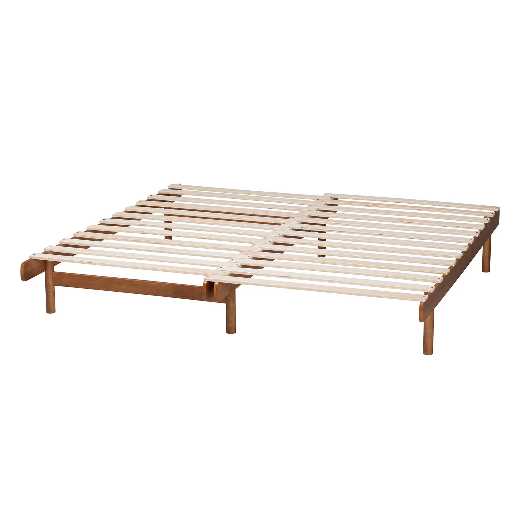 Baxton Studio Bolivia Mid-Century Modern Walnut Brown Wood Expandable Twin to King Bed Frame - Image 10