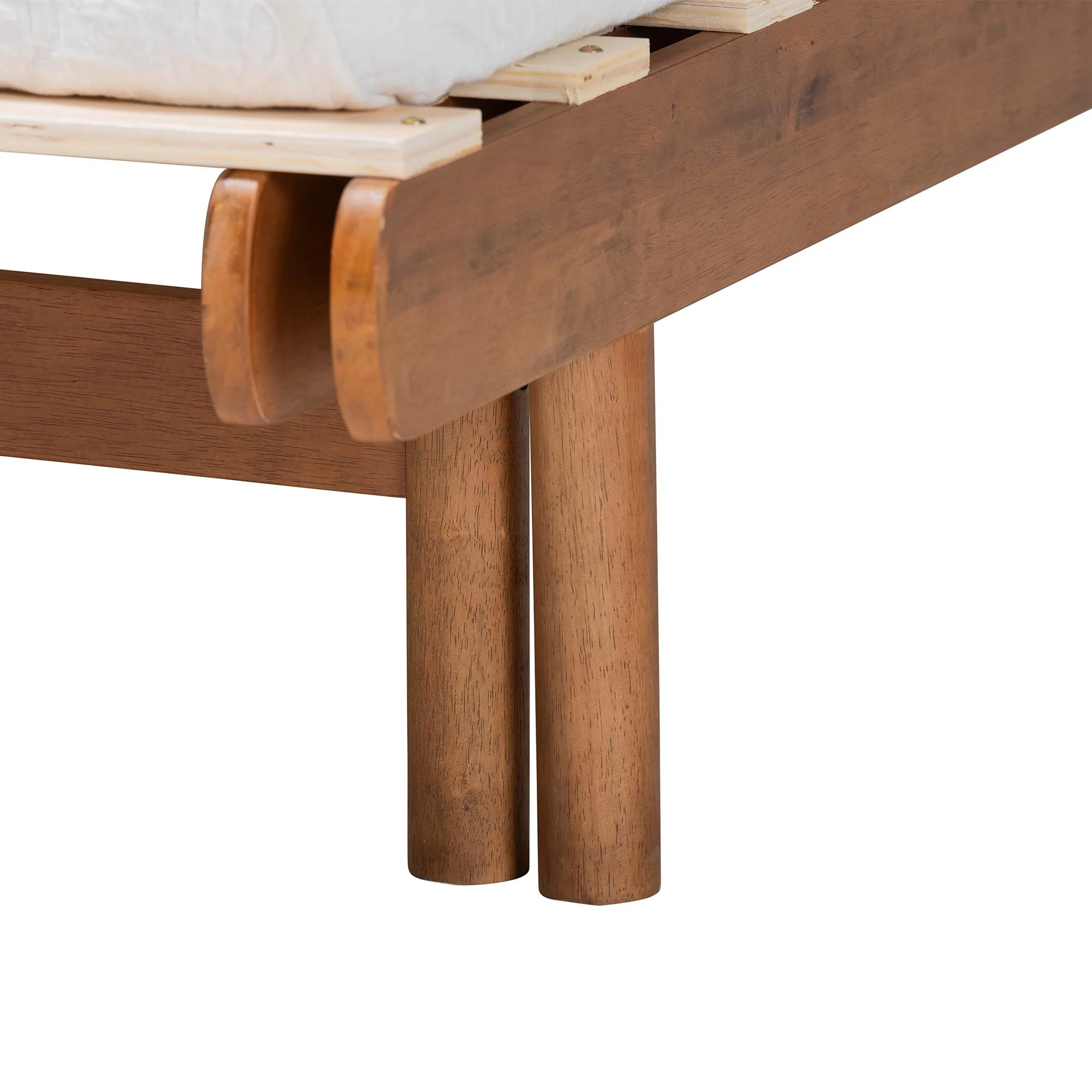 Baxton Studio Bolivia Mid-Century Modern Walnut Brown Wood Expandable Twin to King Bed Frame - Image 11