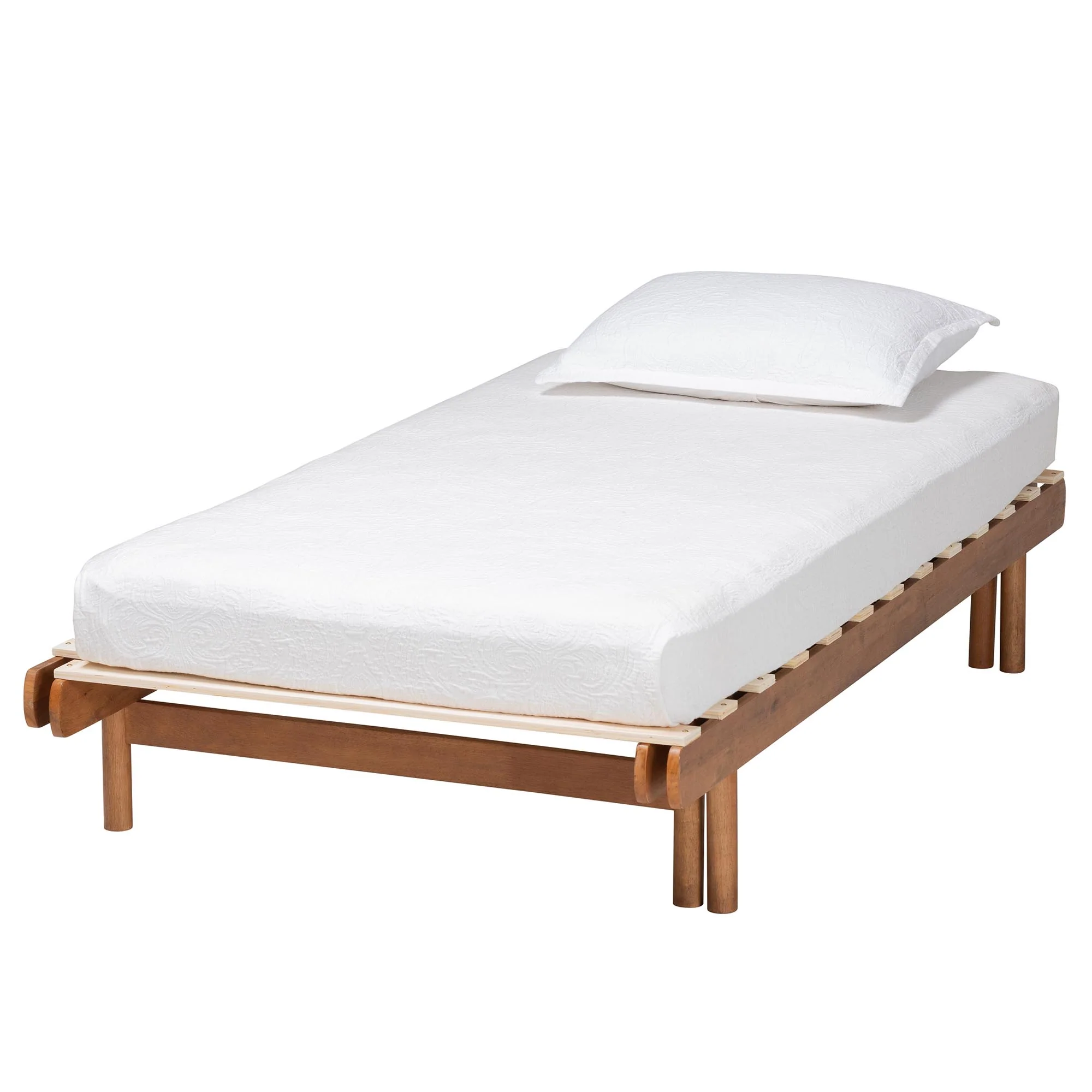 Baxton Studio Bolivia Mid-Century Modern Walnut Brown Wood Expandable Twin to King Bed Frame - Image 5
