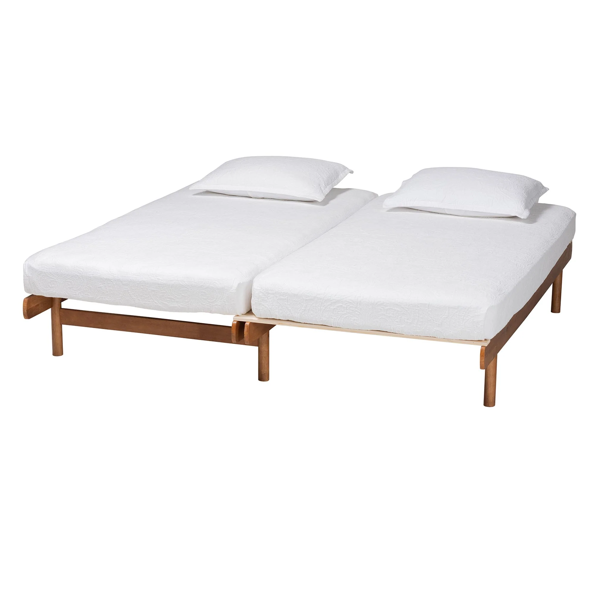 Baxton Studio Bolivia Mid-Century Modern Walnut Brown Wood Expandable Twin to King Bed Frame - Image 7