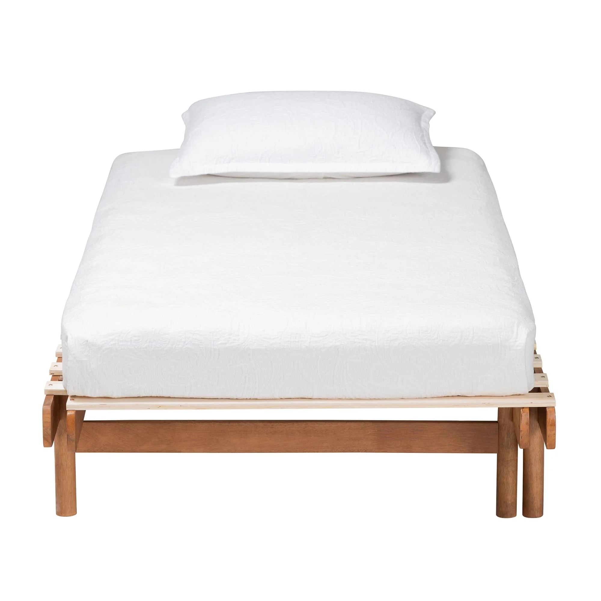 Baxton Studio Bolivia Mid-Century Modern Walnut Brown Wood Expandable Twin to King Bed Frame - Image 8