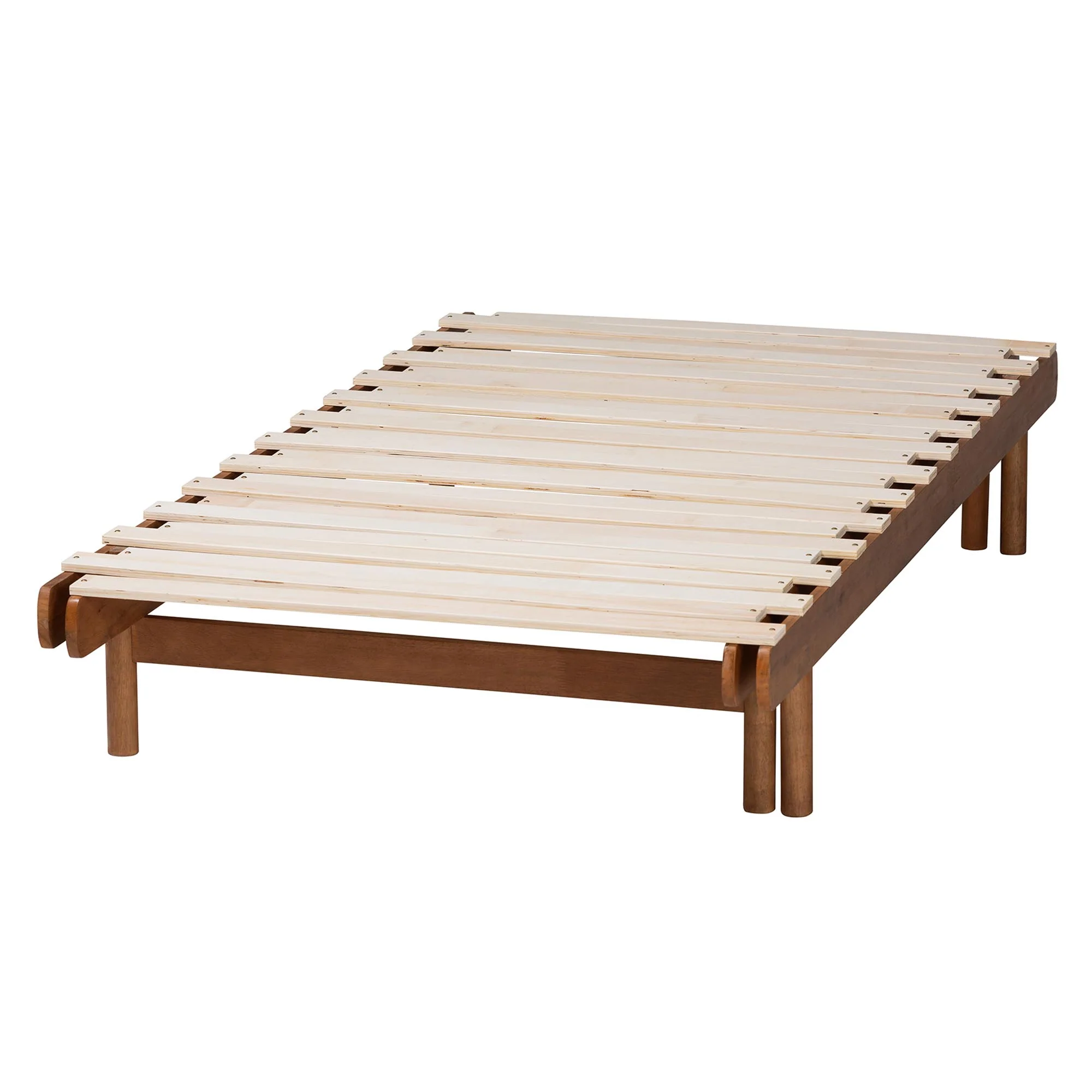 Baxton Studio Bolivia Mid-Century Modern Walnut Brown Wood Expandable Twin to King Bed Frame - Image 9