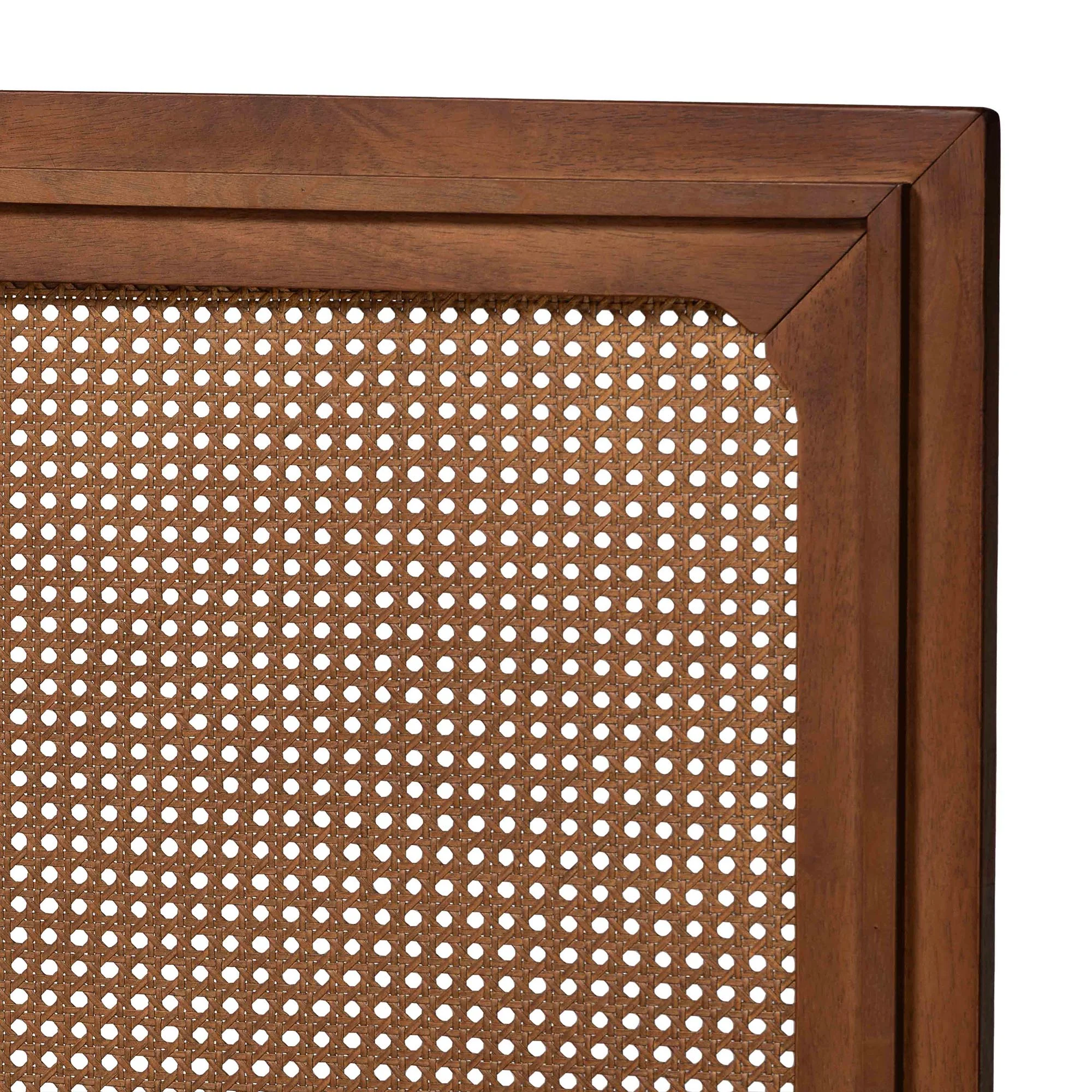 Baxton Studio Boris Mid-Century Modern Ash Walnut Woven Rattan King Size Bed - Image 9