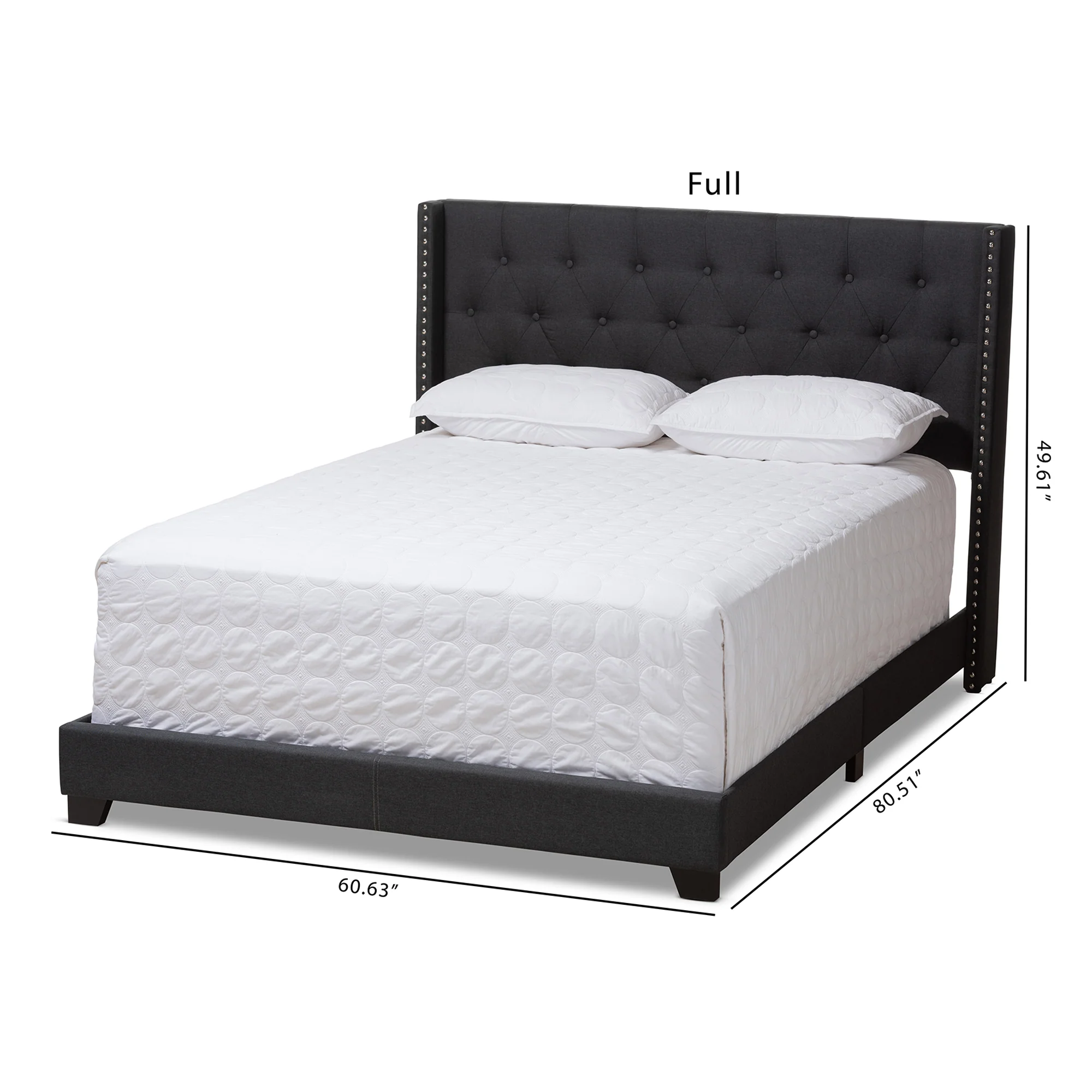 Baxton Studio Brady Modern and Contemporary Charcoal Grey Fabric Upholstered Full Size Bed - Image 2