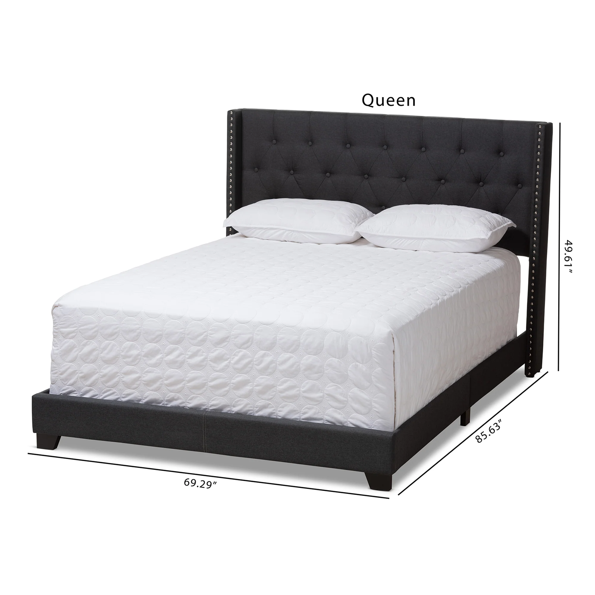 Baxton Studio Brady Modern and Contemporary Charcoal Grey Fabric Upholstered Full Size Bed - Image 3