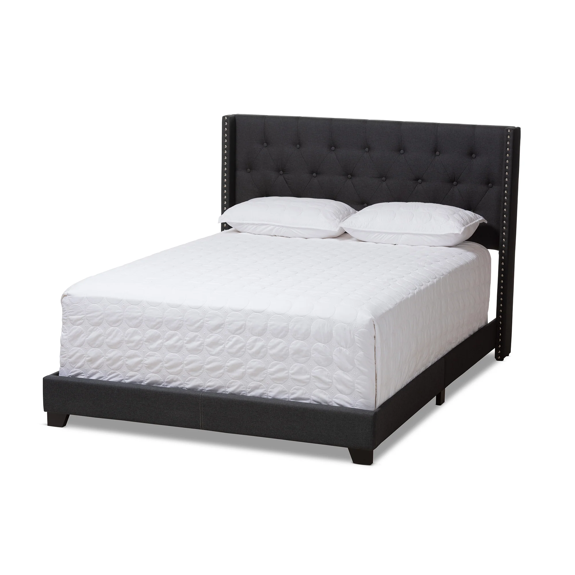 Baxton Studio Brady Modern and Contemporary Charcoal Grey Fabric Upholstered Full Size Bed - Image 4