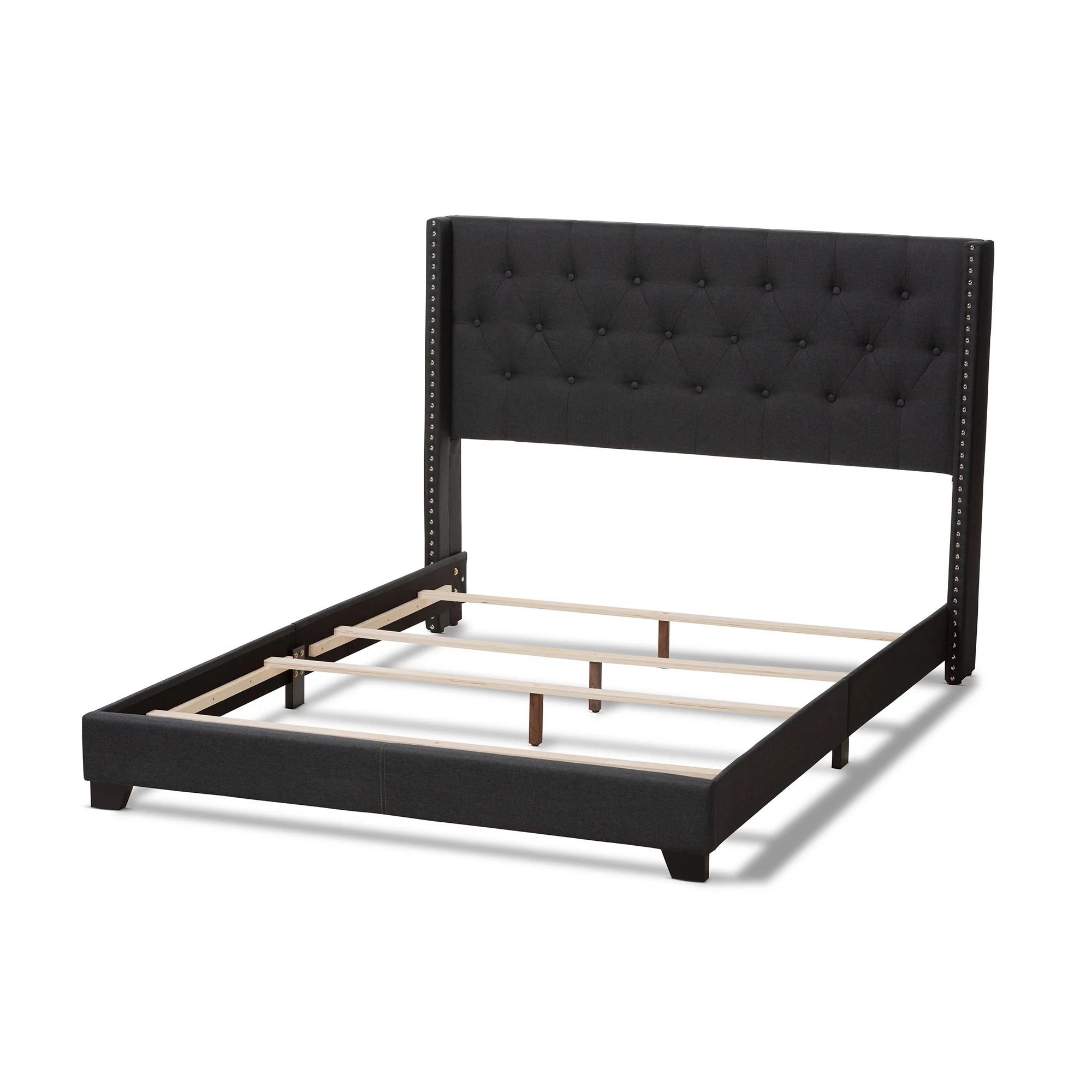Baxton Studio Brady Modern and Contemporary Charcoal Grey Fabric Upholstered Full Size Bed - Image 6