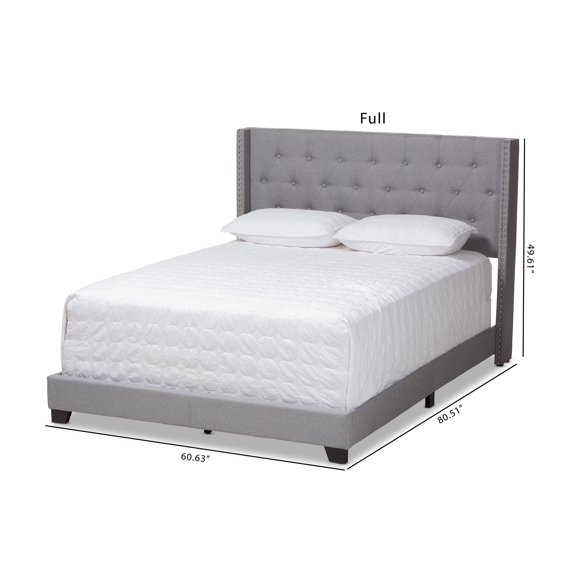 Baxton Studio Brady Modern and Contemporary Light Grey Fabric Upholstered Full Size Bed - Image 2