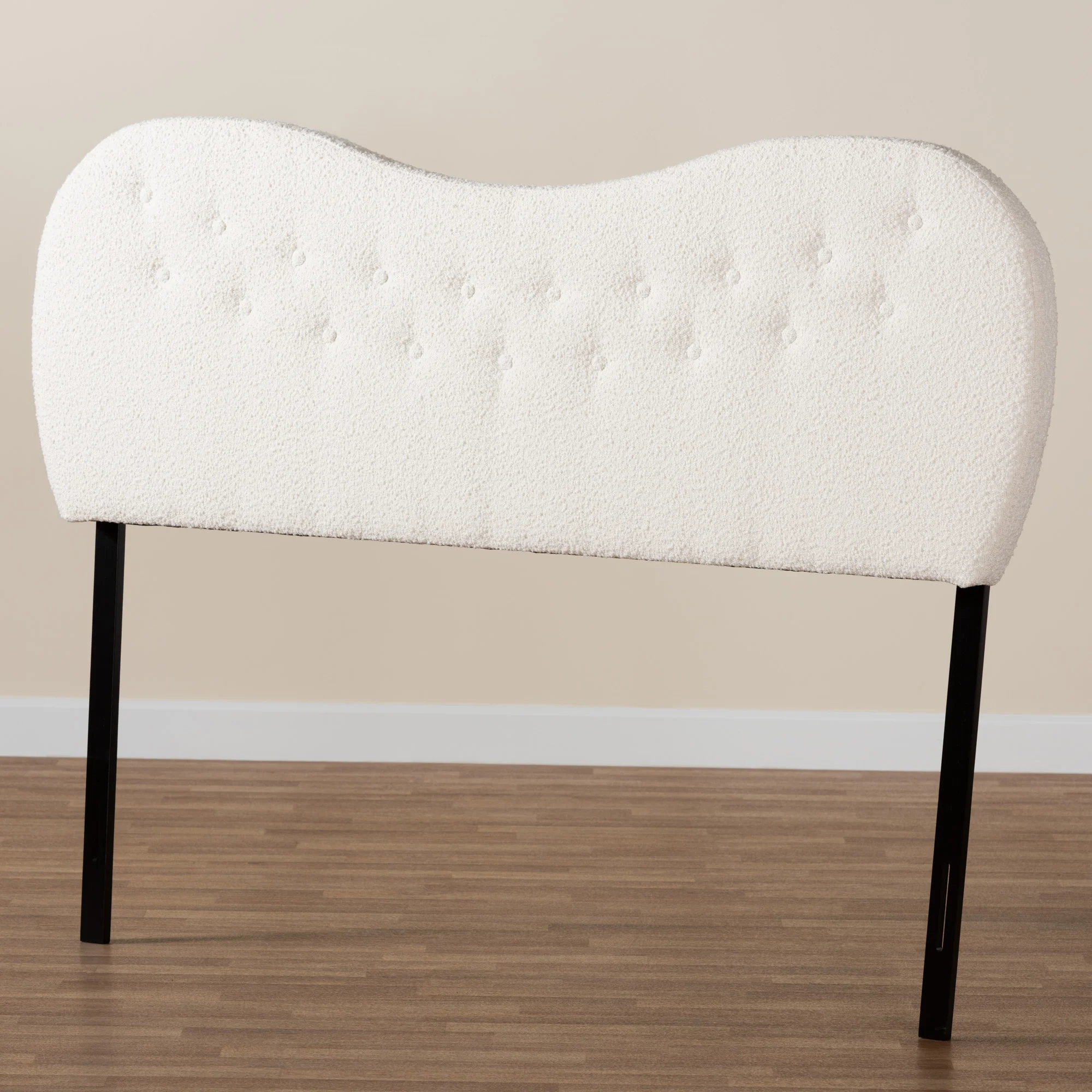 Baxton Studio Brantley Modern Cream Boucle Fabric Queen Size Headboard - Image 6