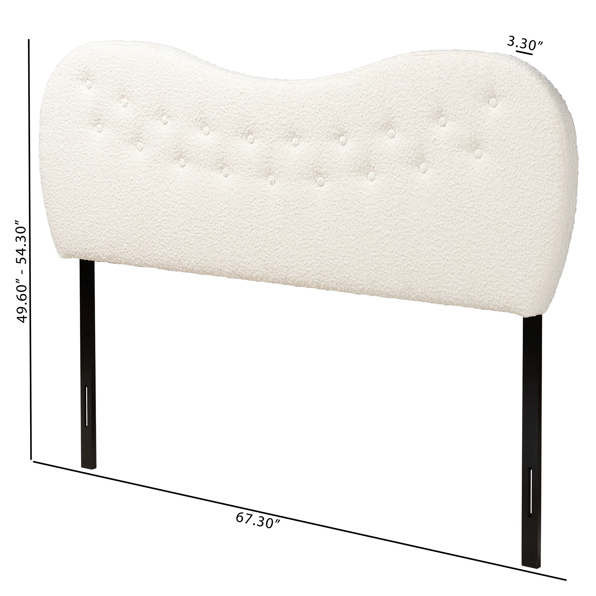 Baxton Studio Brantley Modern Cream Boucle Fabric Queen Size Headboard - Image 7