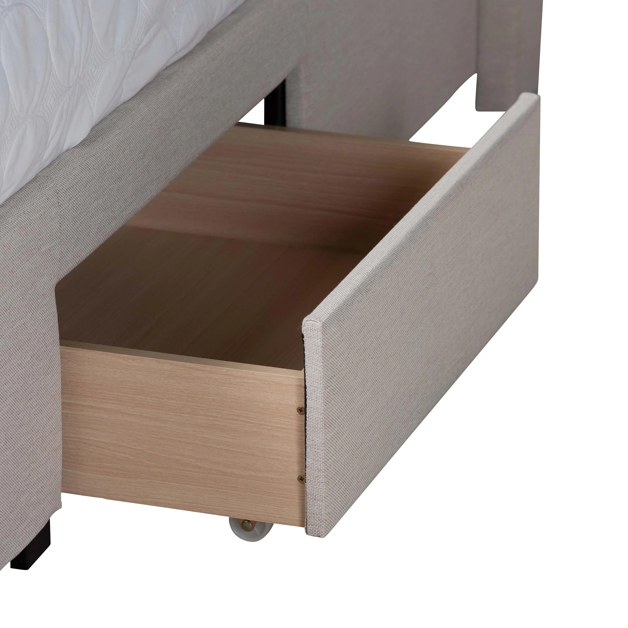 Baxton Studio Braylon Mid-Century Modern Transitional Beige Fabric and Dark Brown Finished Wood Full Size 3-Drawer Storage Platform Bed - Image 8