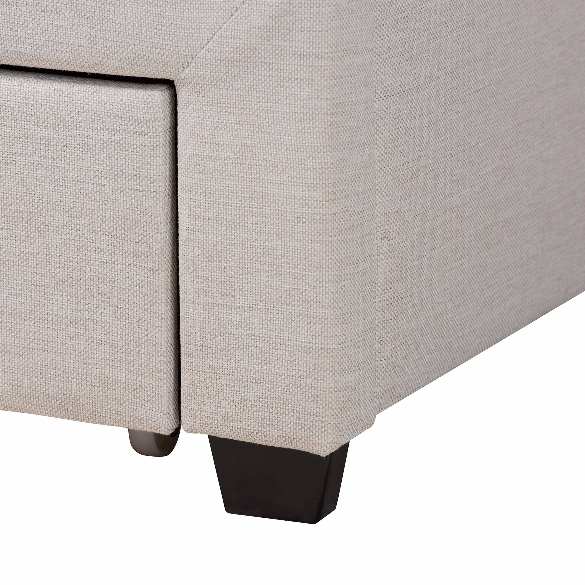 Baxton Studio Braylon Mid-Century Modern Transitional Beige Fabric and Dark Brown Finished Wood Queen Size 3-Drawer Storage Platform Bed - Image 2