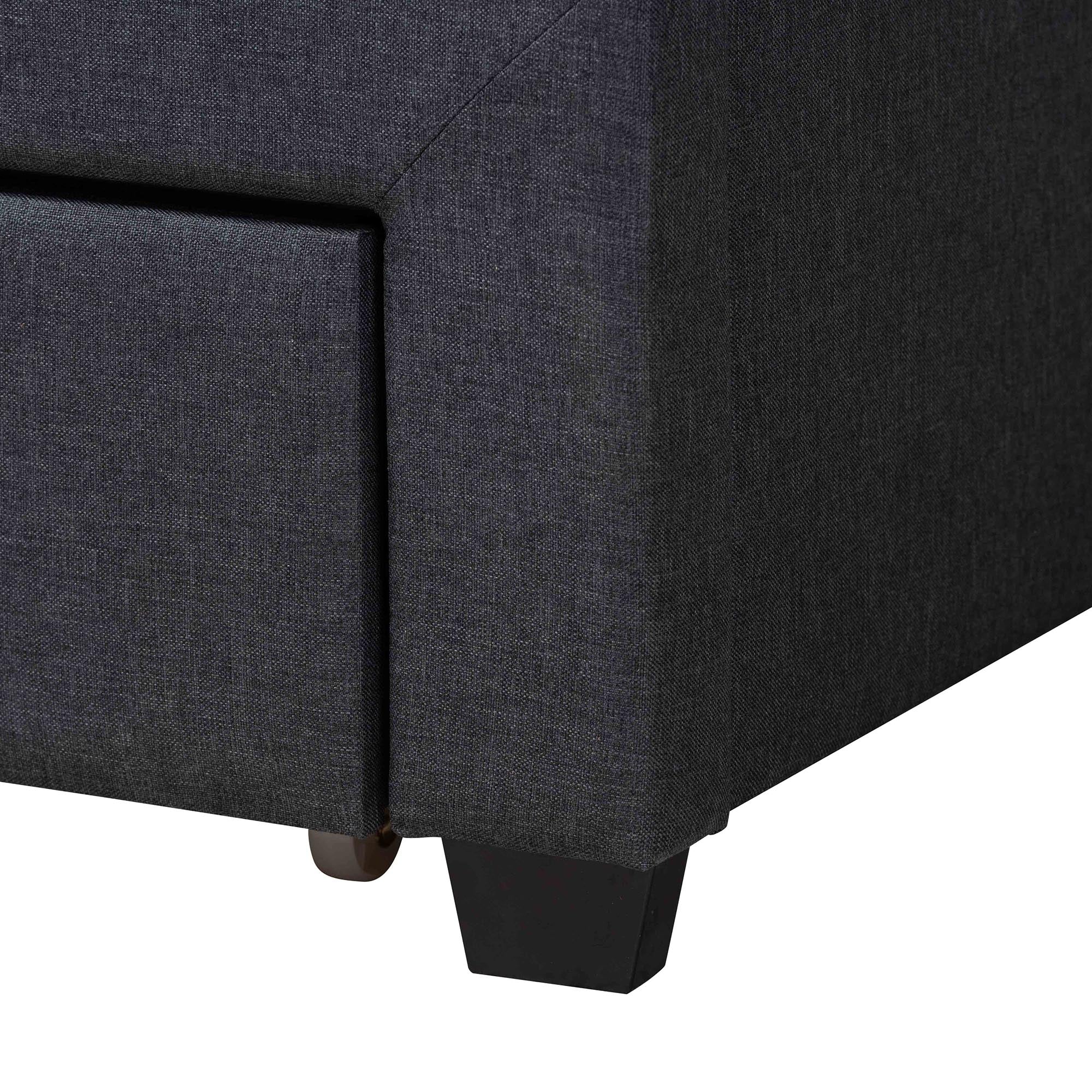 Baxton Studio Braylon Mid-Century Modern Transitional Charcoal Grey Fabric and Dark Brown Finished Wood Full Size 3-Drawer Storage Platform Bed - Image 10