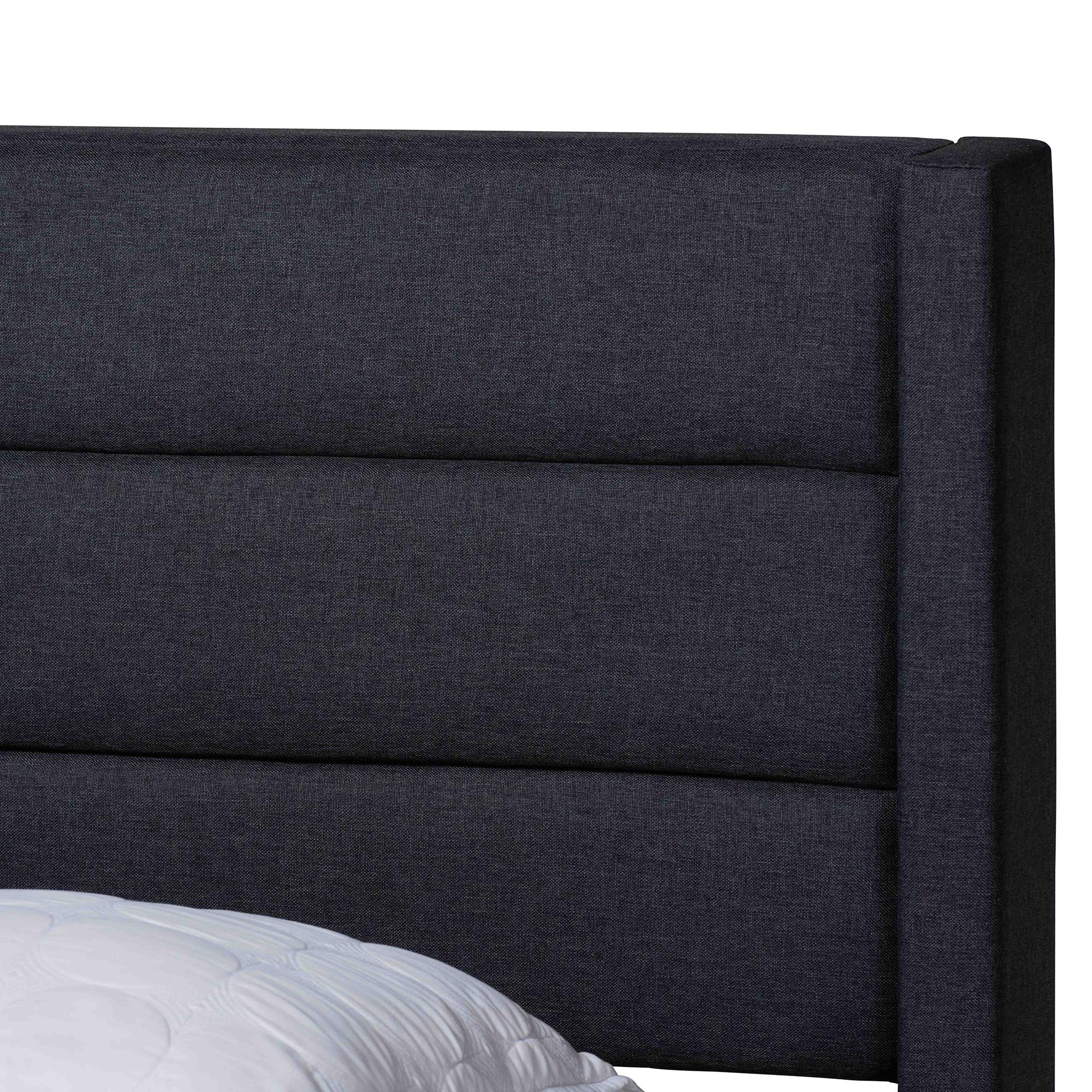Baxton Studio Braylon Mid-Century Modern Transitional Charcoal Grey Fabric and Dark Brown Finished Wood Queen Size 3-Drawer Storage Platform Bed - Image 7
