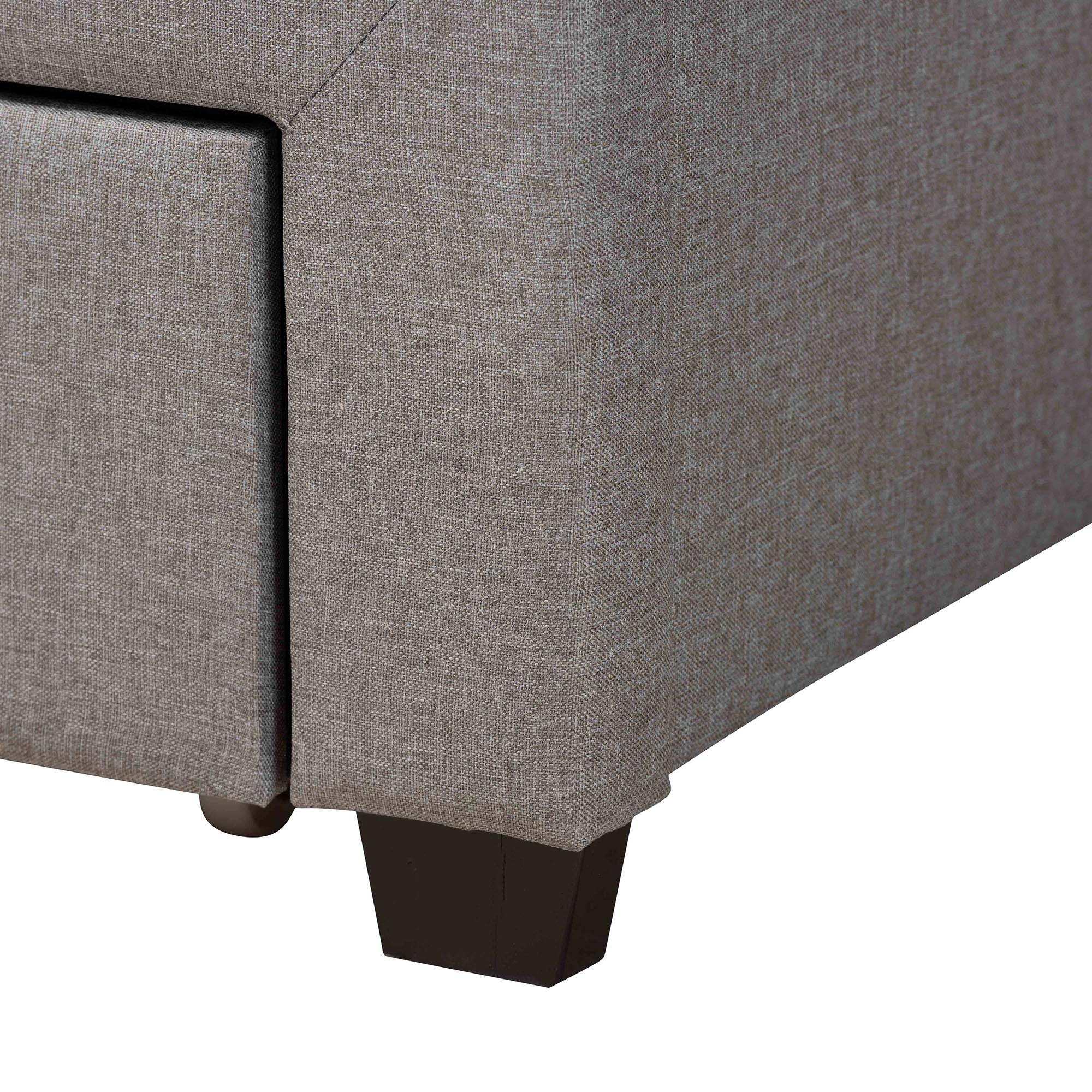 Baxton Studio Braylon Mid-Century Modern Transitional Light Grey Fabric and Dark Brown Finished Wood Full Size 3-Drawer Storage Platform Bed - Image 10