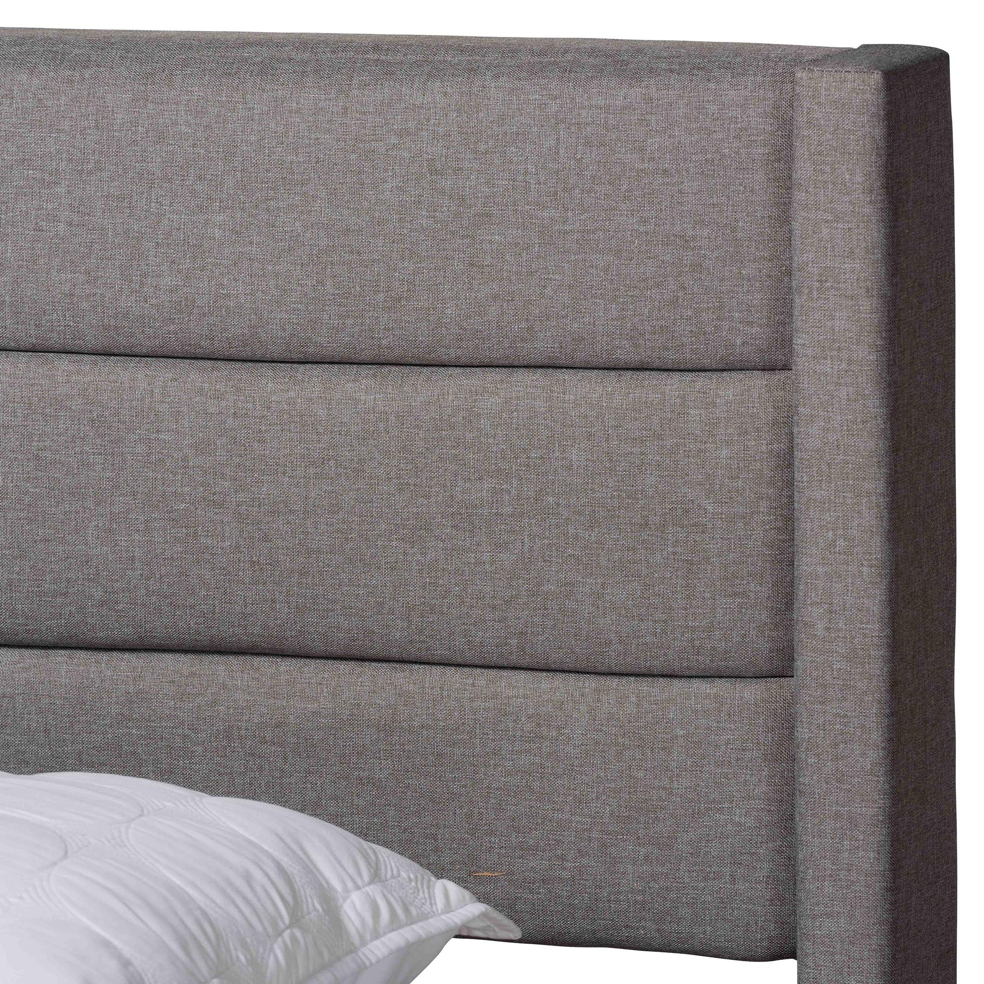 Baxton Studio Braylon Mid-Century Modern Transitional Light Grey Fabric and Dark Brown Finished Wood Full Size 3-Drawer Storage Platform Bed - Image 7