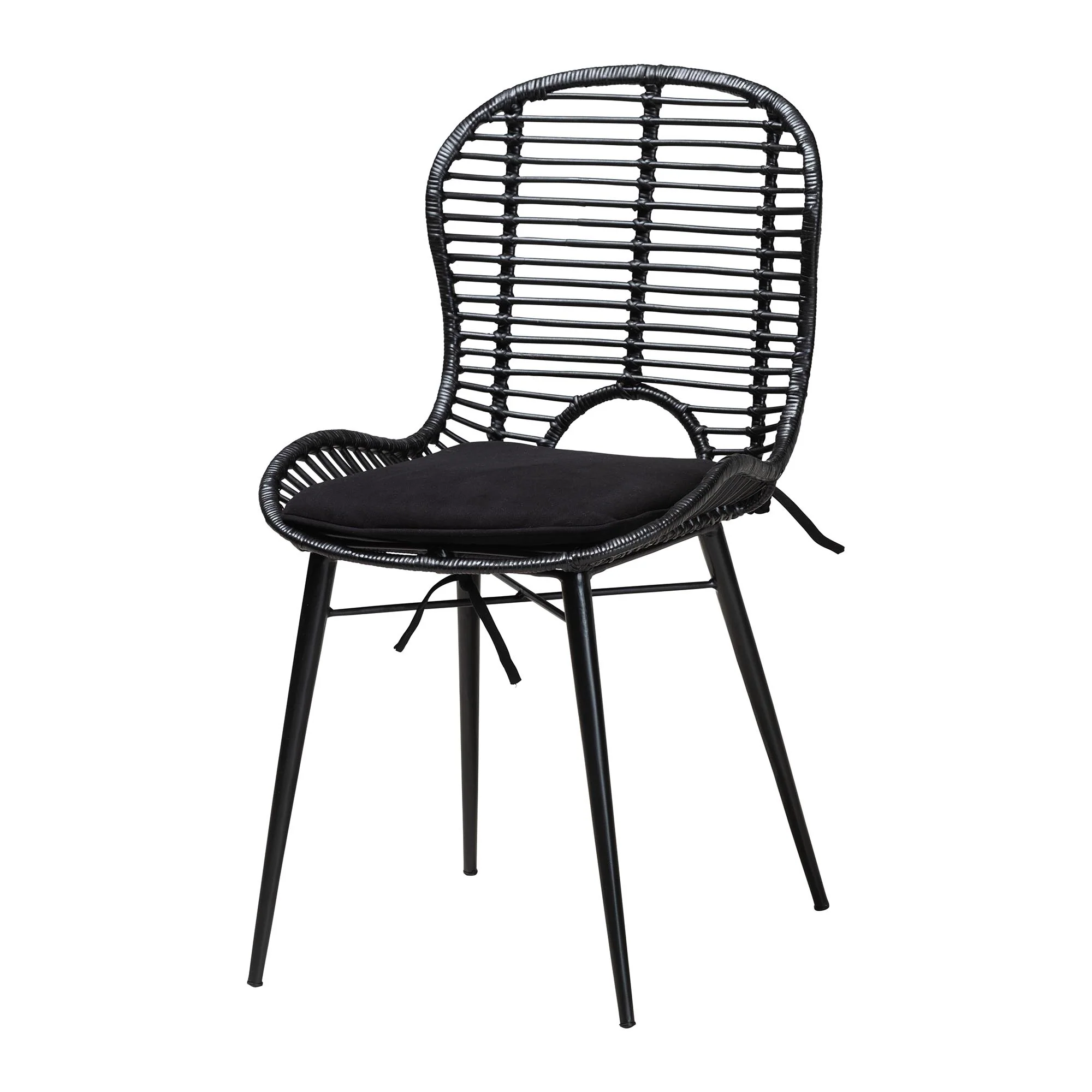 Baxton Studio Brenna Modern Bohemian Black Finished Wood and Rattan 5-Piece Dining Set - Image 3