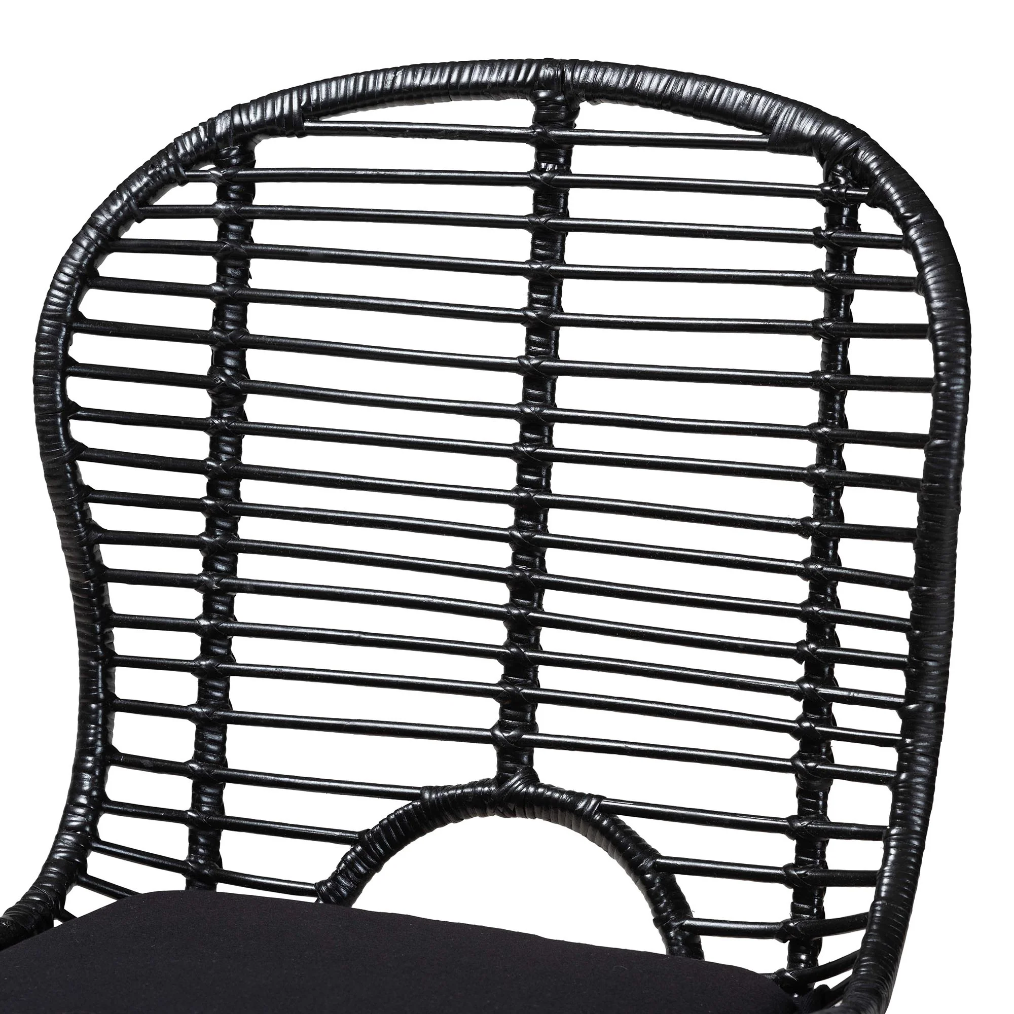 Baxton Studio Brenna Modern Bohemian Black Finished Wood and Rattan 5-Piece Dining Set - Image 6