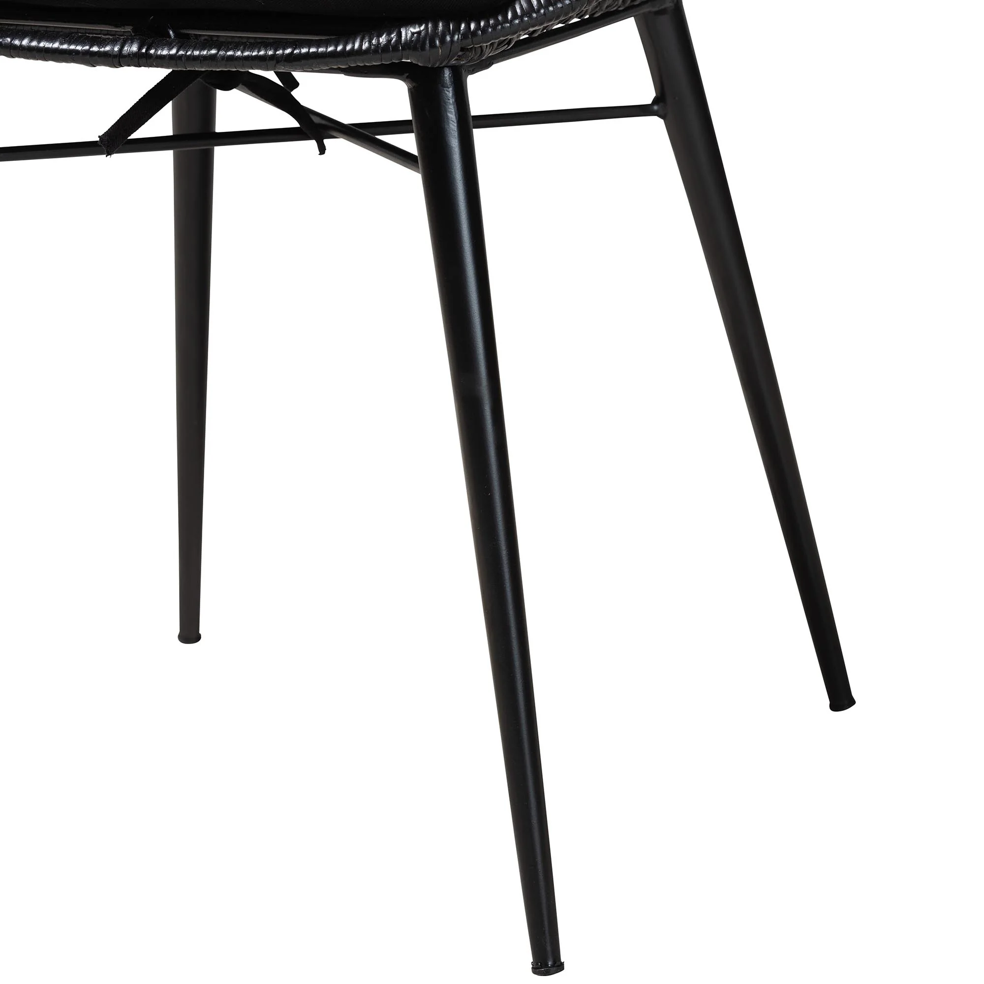 Baxton Studio Brenna Modern Bohemian Black Finished Wood and Rattan 5-Piece Dining Set - Image 7