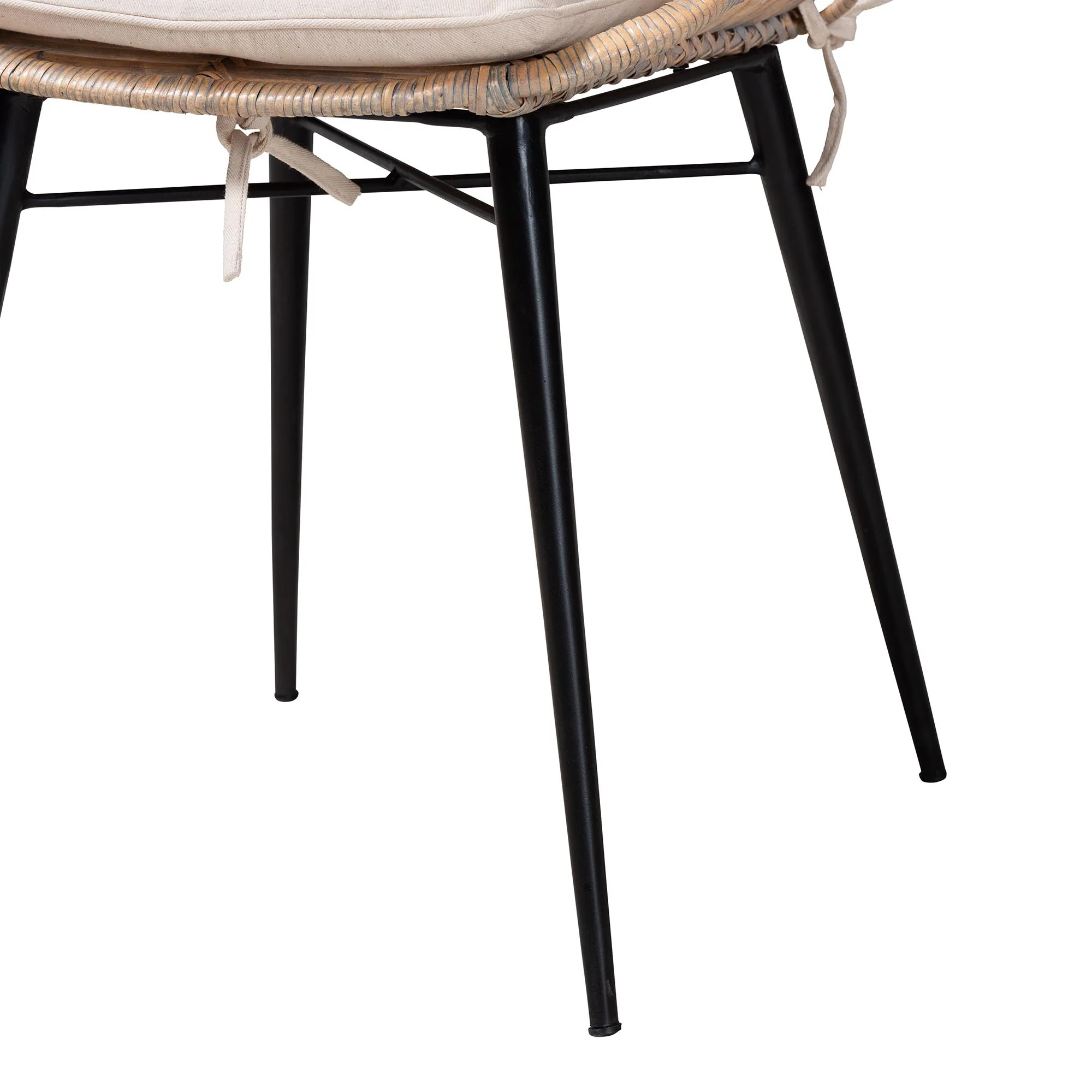 Baxton Studio Brenna Modern Bohemian Greywashed Rattan and Natural Brown Finished Wood 5-Piece Dining Set - Image 7