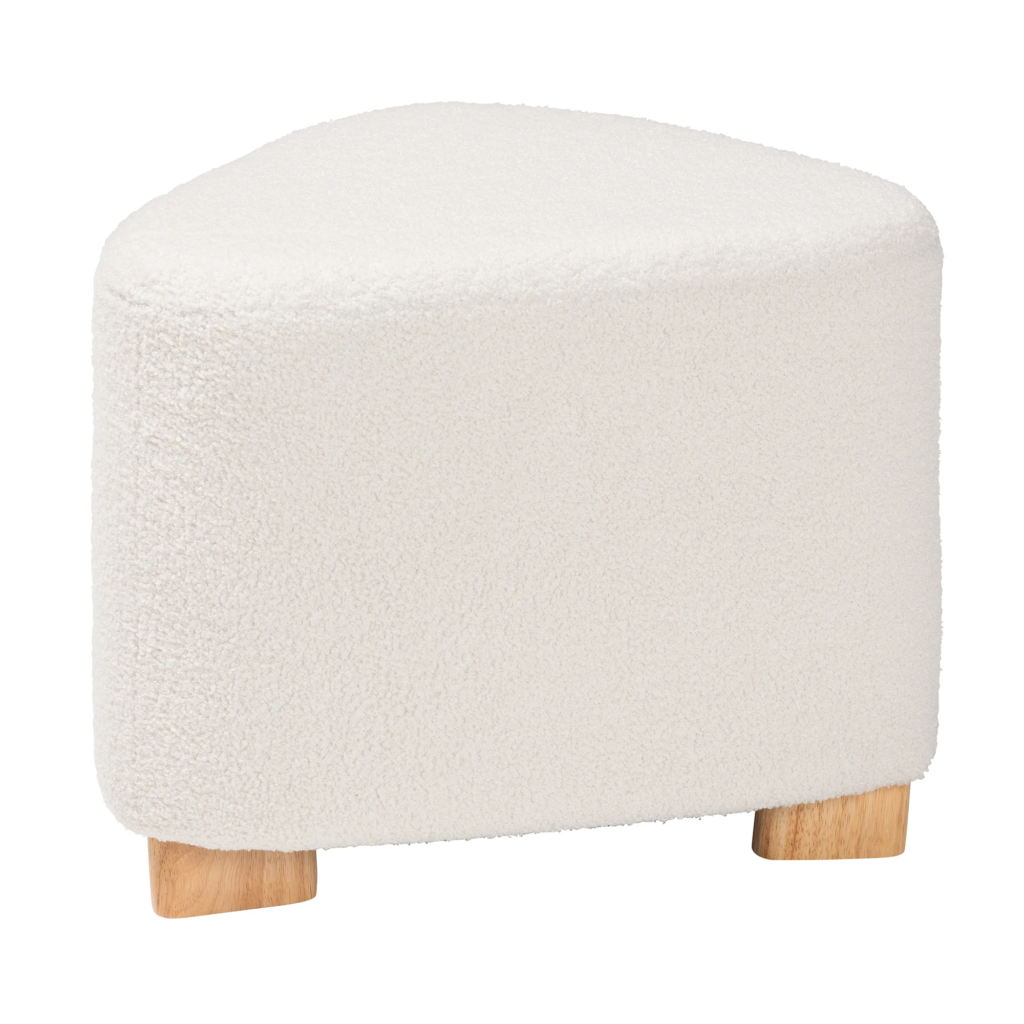Baxton Studio Brielle Modern and Contemporary Ivory Boucle Upholstered and Natural Brown Finished Wood Ottoman - Image 2