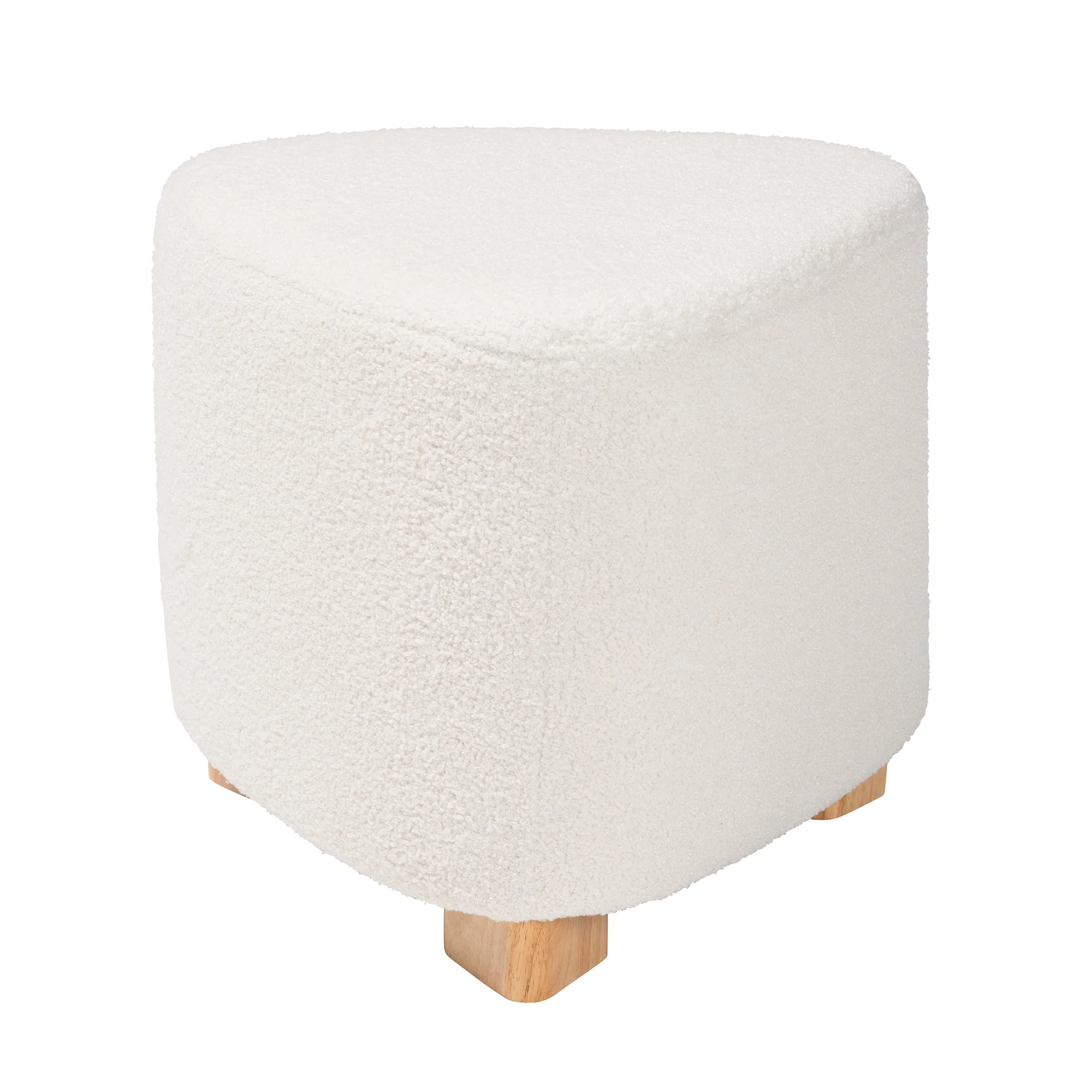 Baxton Studio Brielle Modern and Contemporary Ivory Boucle Upholstered and Natural Brown Finished Wood Ottoman - Image 3
