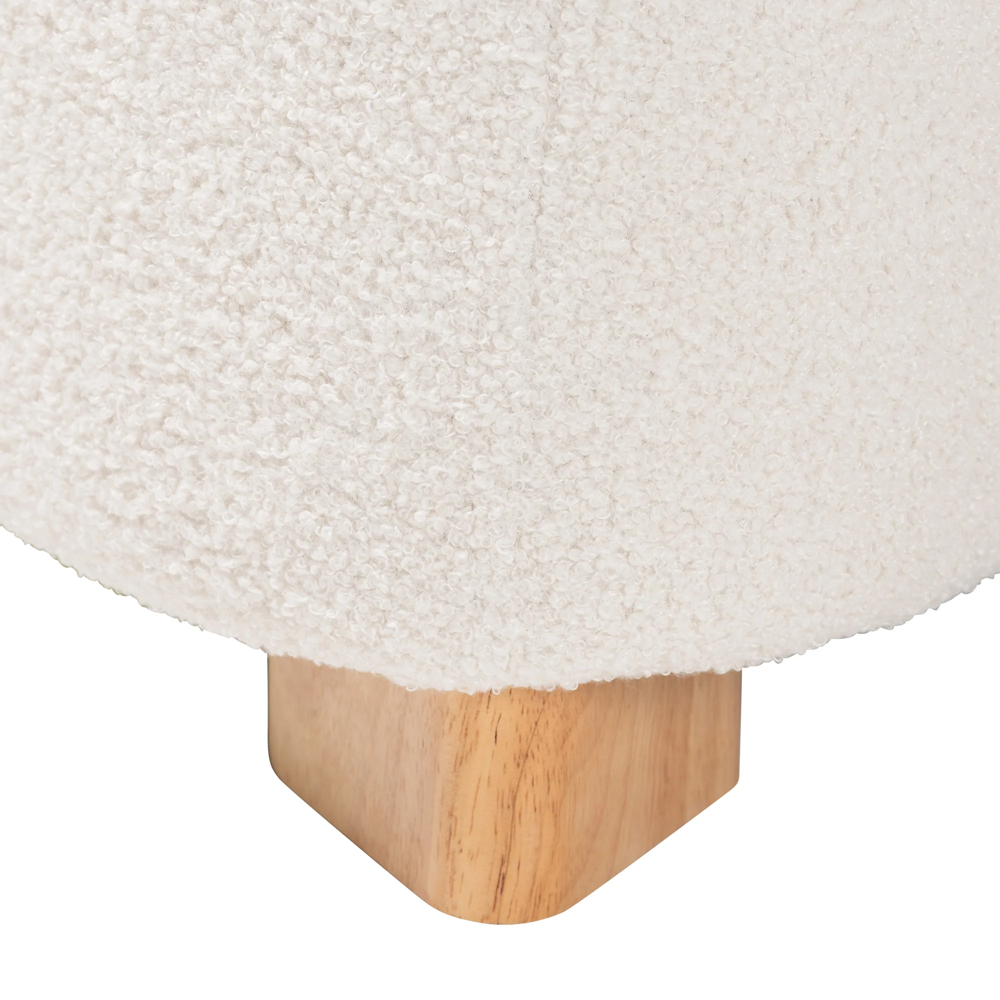 Baxton Studio Brielle Modern and Contemporary Ivory Boucle Upholstered and Natural Brown Finished Wood Ottoman - Image 5