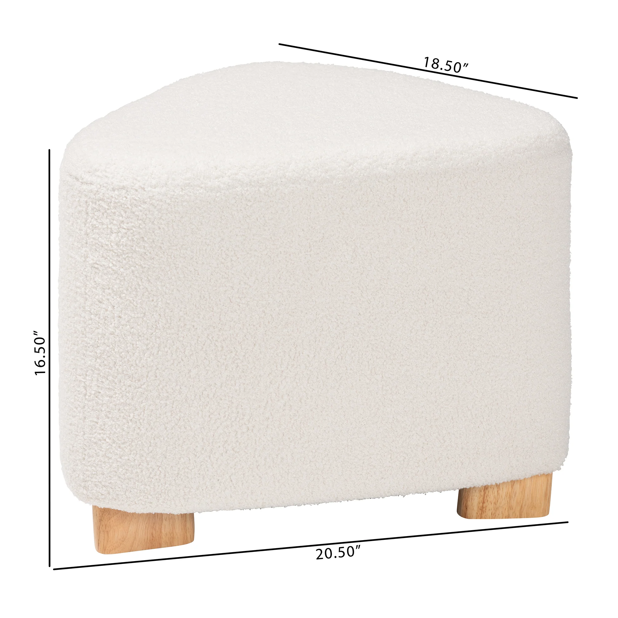 Baxton Studio Brielle Modern and Contemporary Ivory Boucle Upholstered and Natural Brown Finished Wood Ottoman - Image 8