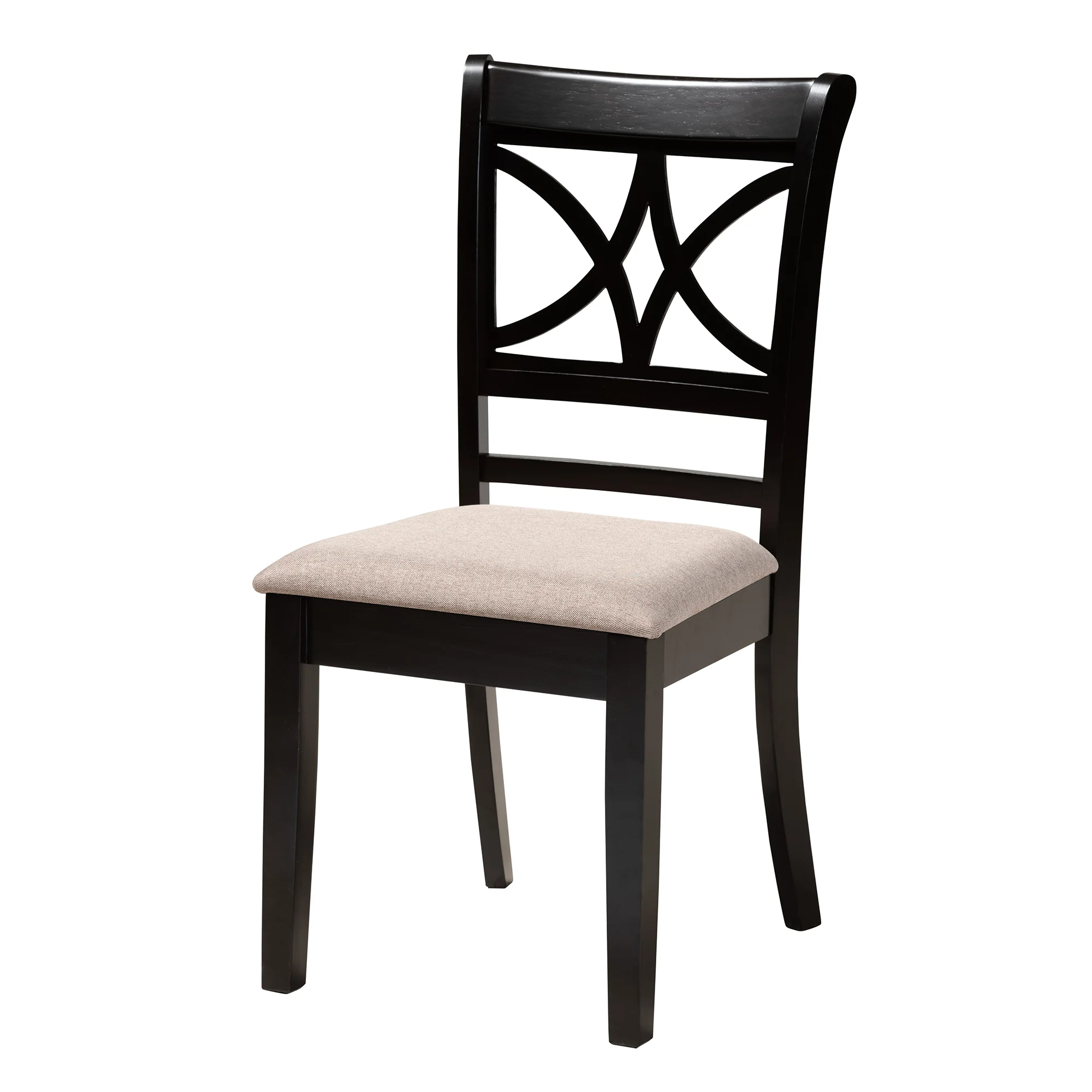 Baxton Studio Brooke Modern Beige Fabric and Dark Brown Finished Wood 5-Piece Dining Set - Image 5
