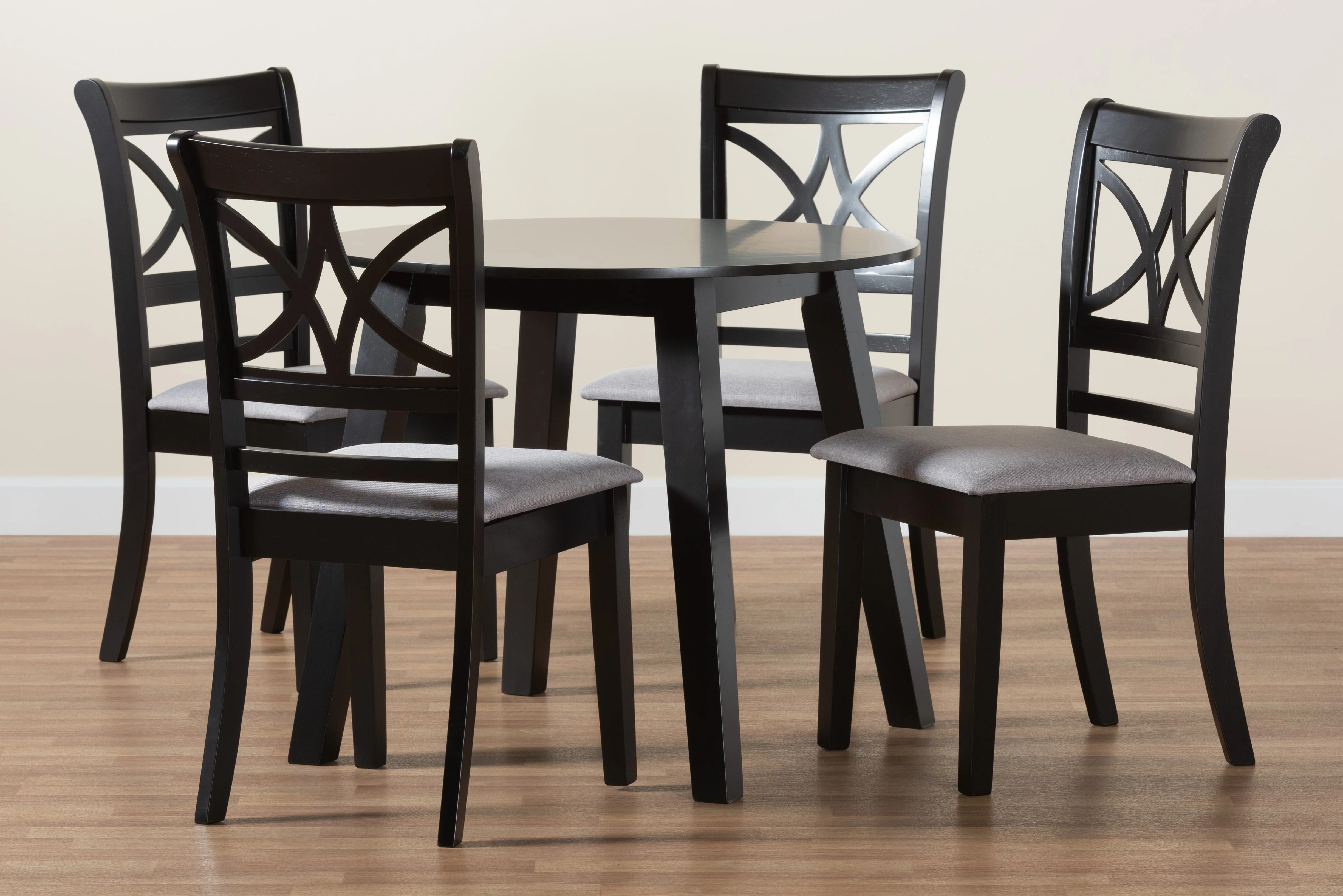 Baxton Studio Brooke Modern Grey Fabric and Dark Brown Finished Wood 5-Piece Dining Set - Image 2