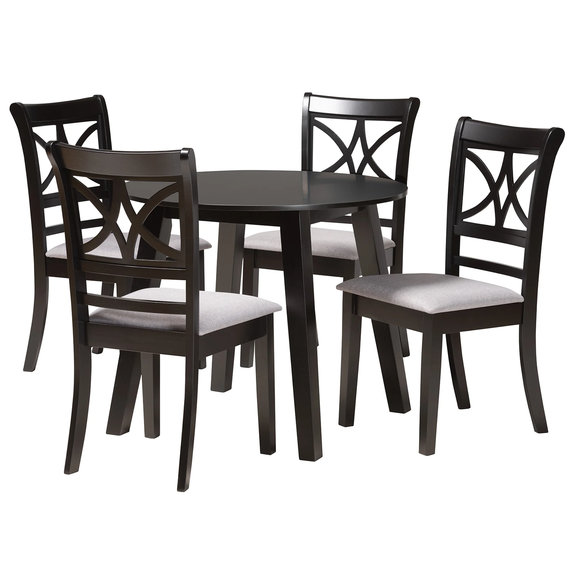 Baxton Studio Brooke Modern Grey Fabric and Dark Brown Finished Wood 5-Piece Dining Set - Image 4