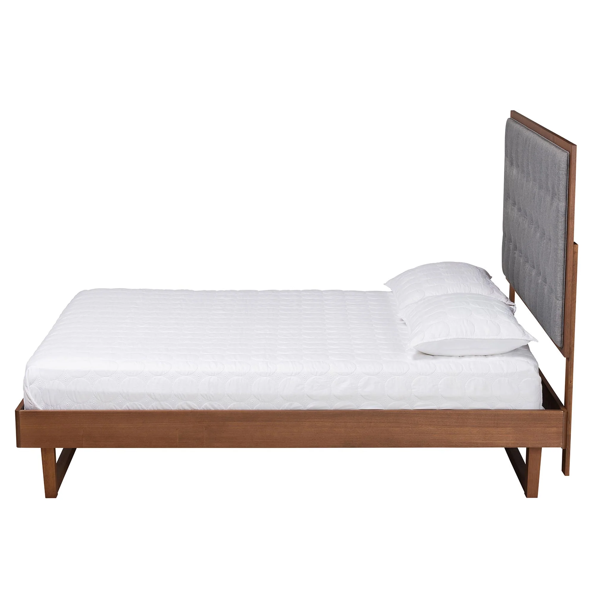 Baxton Studio Bryn Classic and Traditional Grey Fabric and Walnut Brown Finished Wood King Size Platform Bed - Image 7
