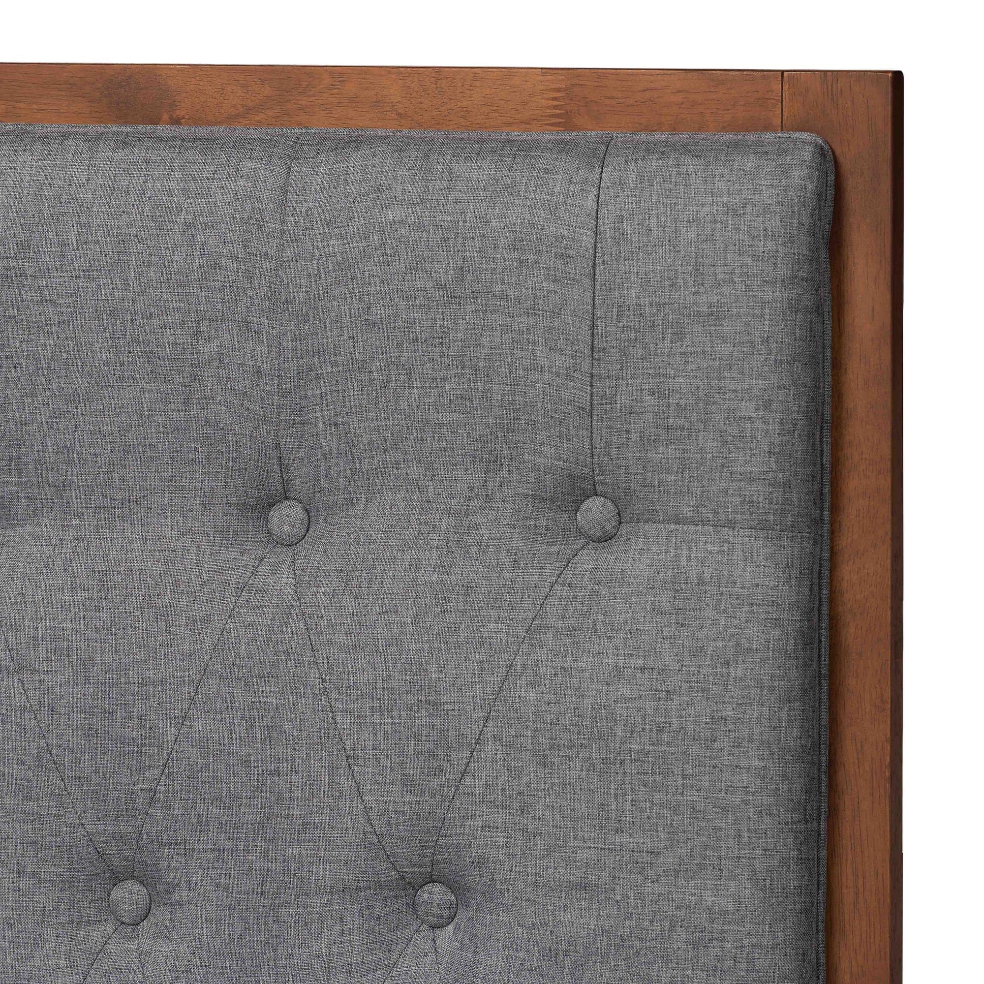 Baxton Studio Bryn Classic and Traditional Grey Fabric and Walnut Brown Finished Wood Queen Size Platform Bed - Image 5