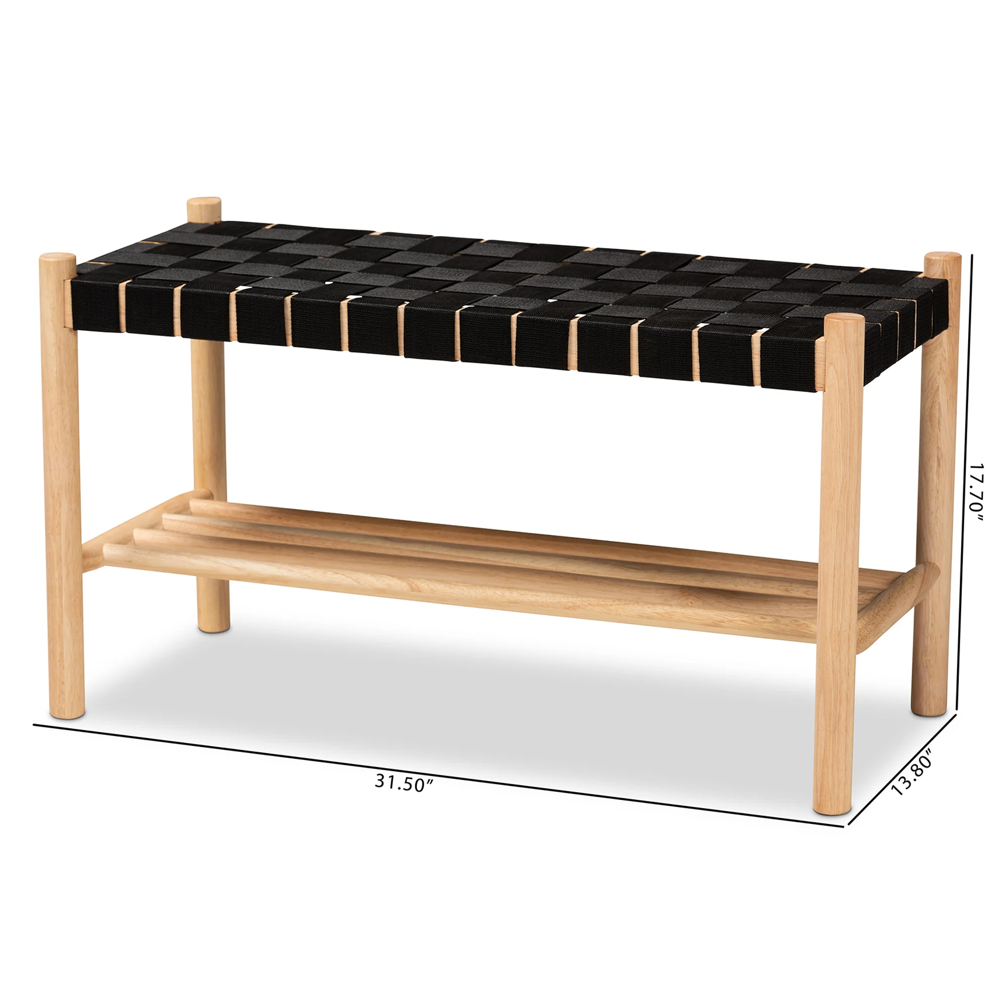Baxton Studio Cadmus Rustic Mid-Century Modern Black and Oak Brown Finished Wood Bench - Image 2