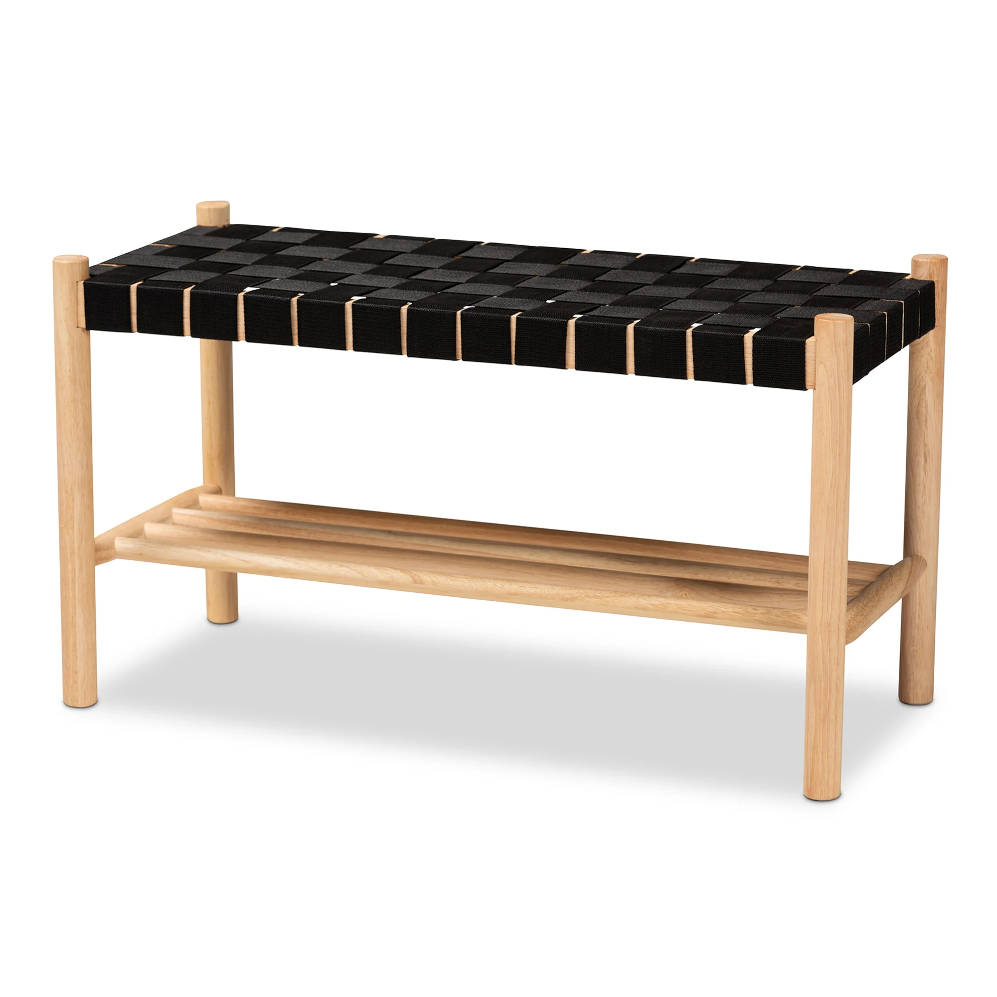 Baxton Studio Cadmus Rustic Mid-Century Modern Black and Oak Brown Finished Wood Bench - Image 3