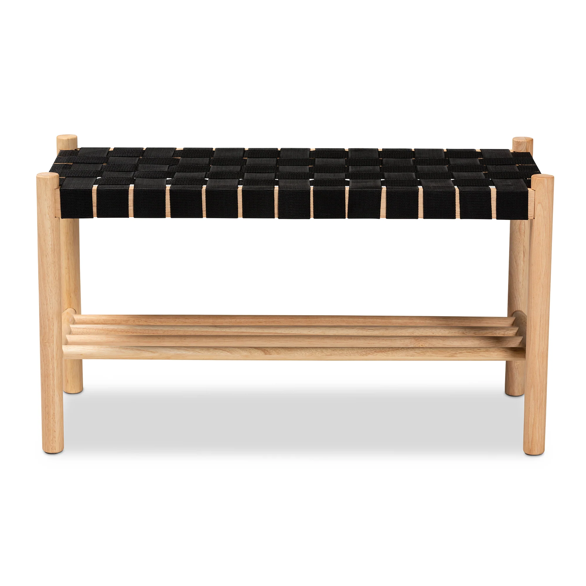 Baxton Studio Cadmus Rustic Mid-Century Modern Black and Oak Brown Finished Wood Bench - Image 4