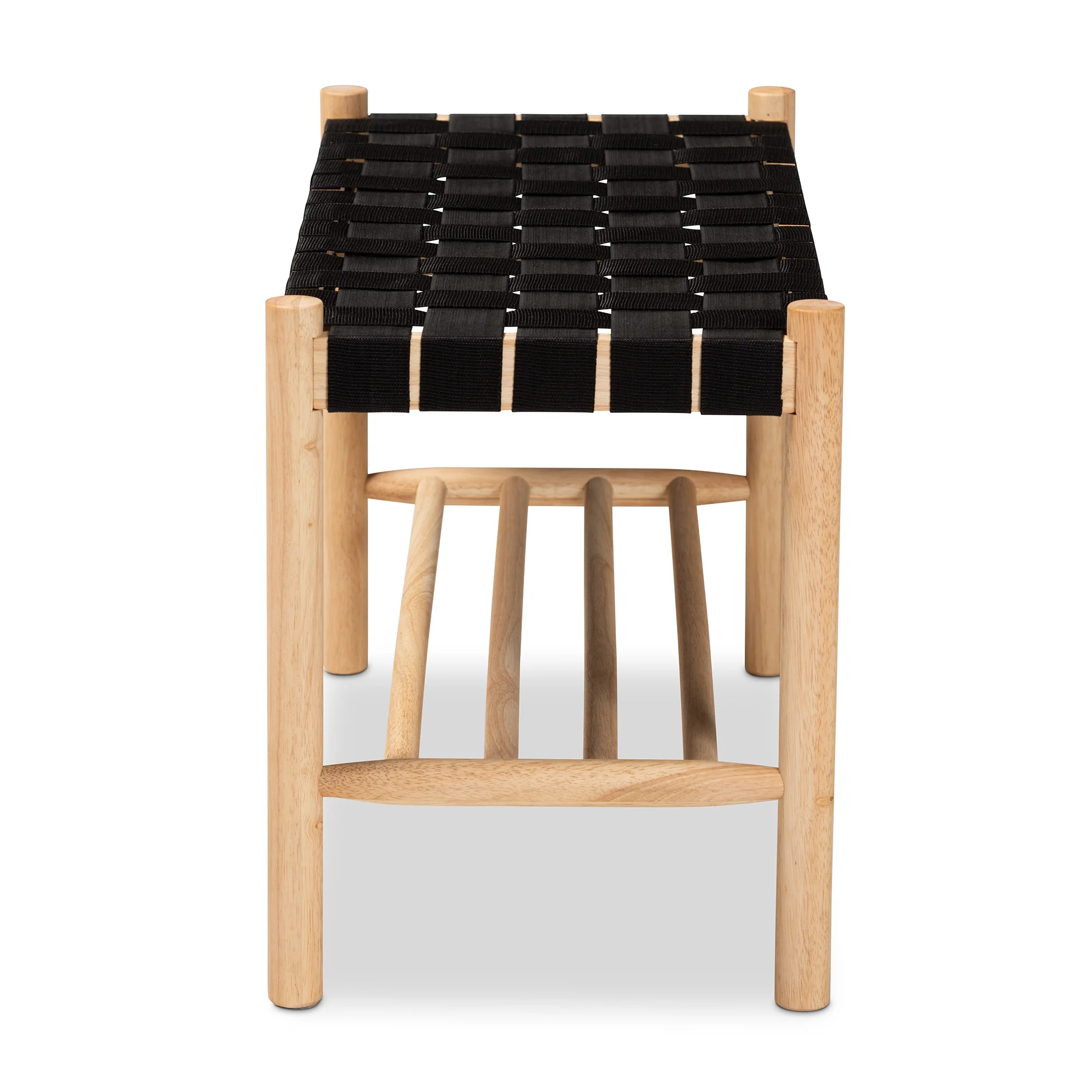 Baxton Studio Cadmus Rustic Mid-Century Modern Black and Oak Brown Finished Wood Bench - Image 5