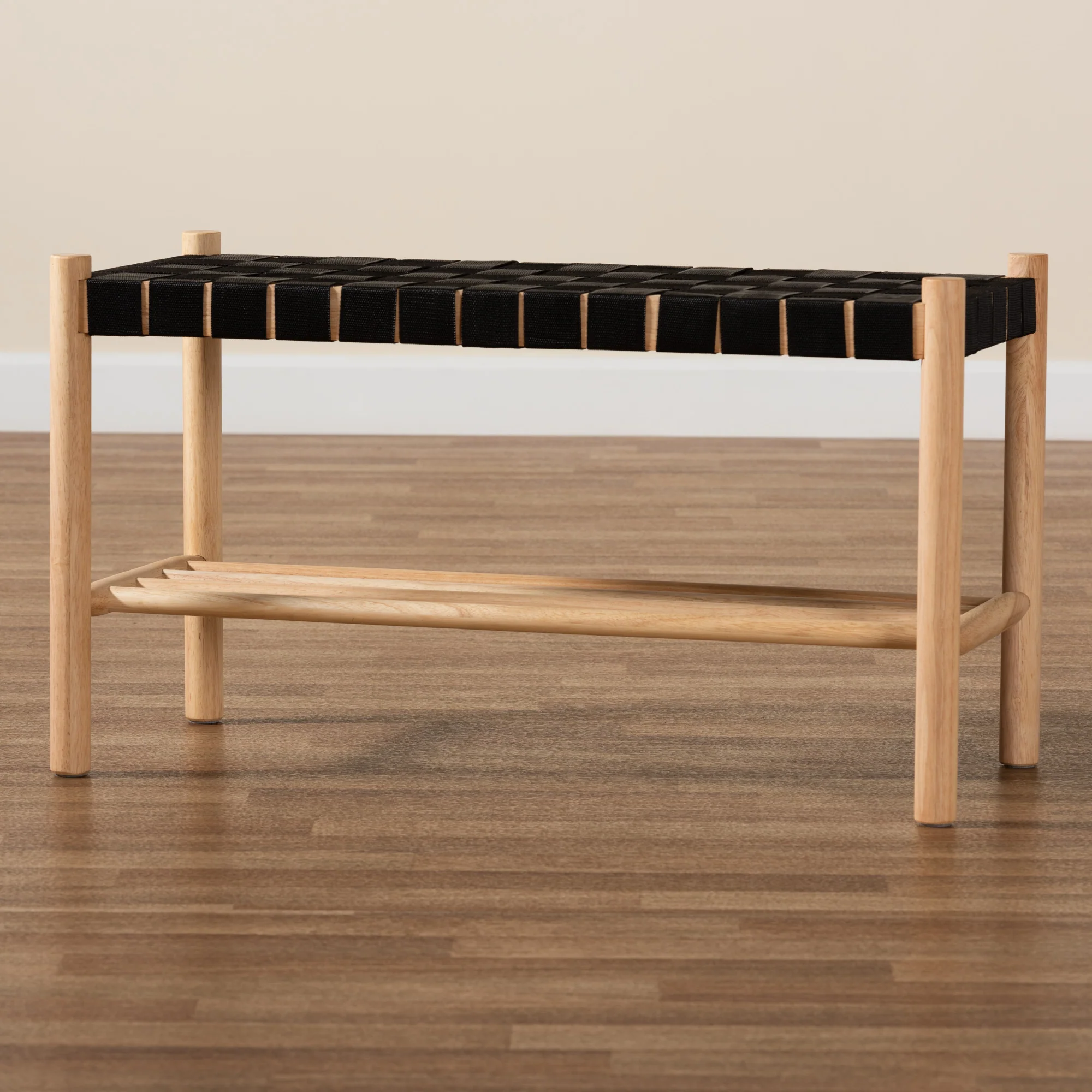 Baxton Studio Cadmus Rustic Mid-Century Modern Black and Oak Brown Finished Wood Bench - Image 8