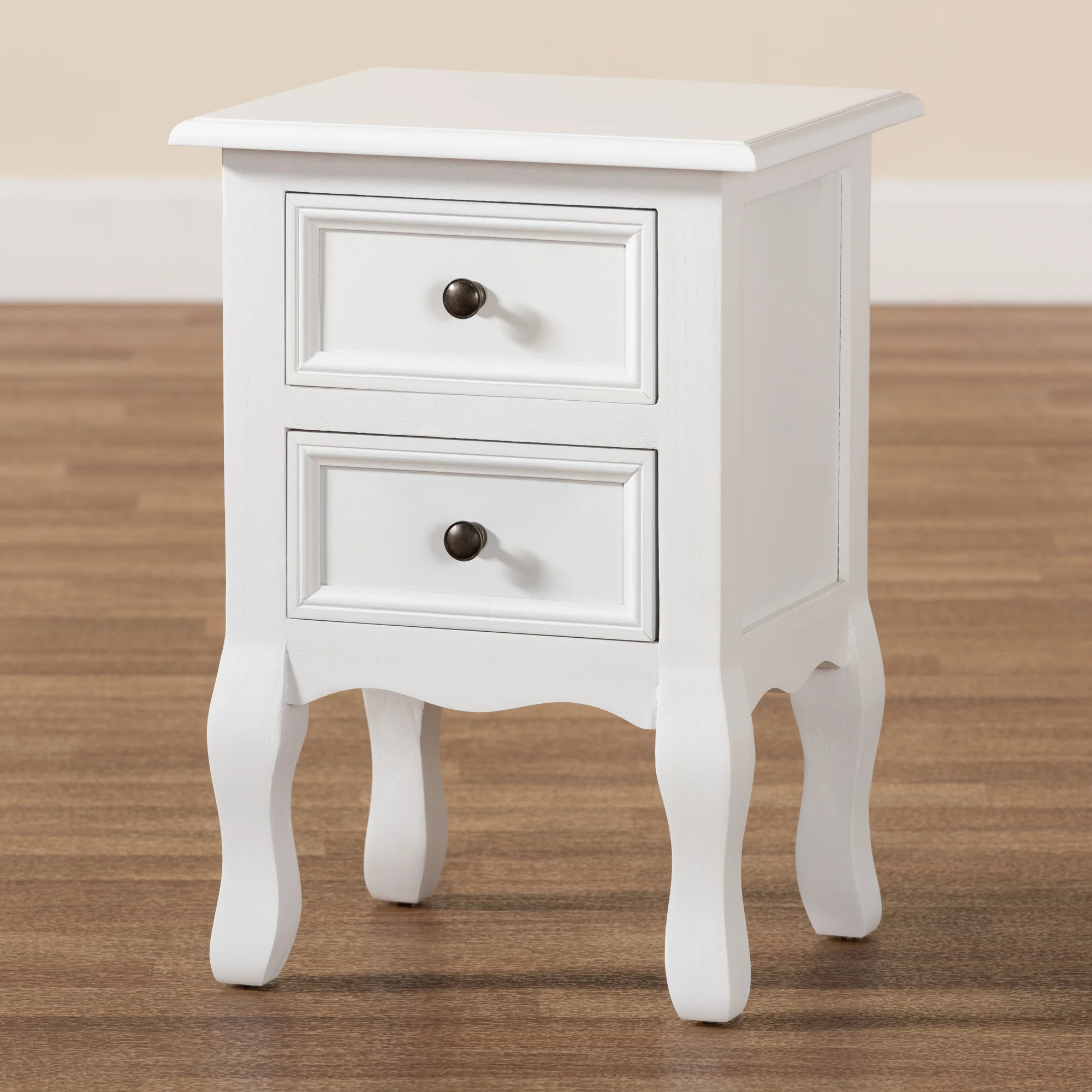 Baxton Studio Caelan Classic and Traditional White Finished Wood 2-Drawer End Table - Image 2
