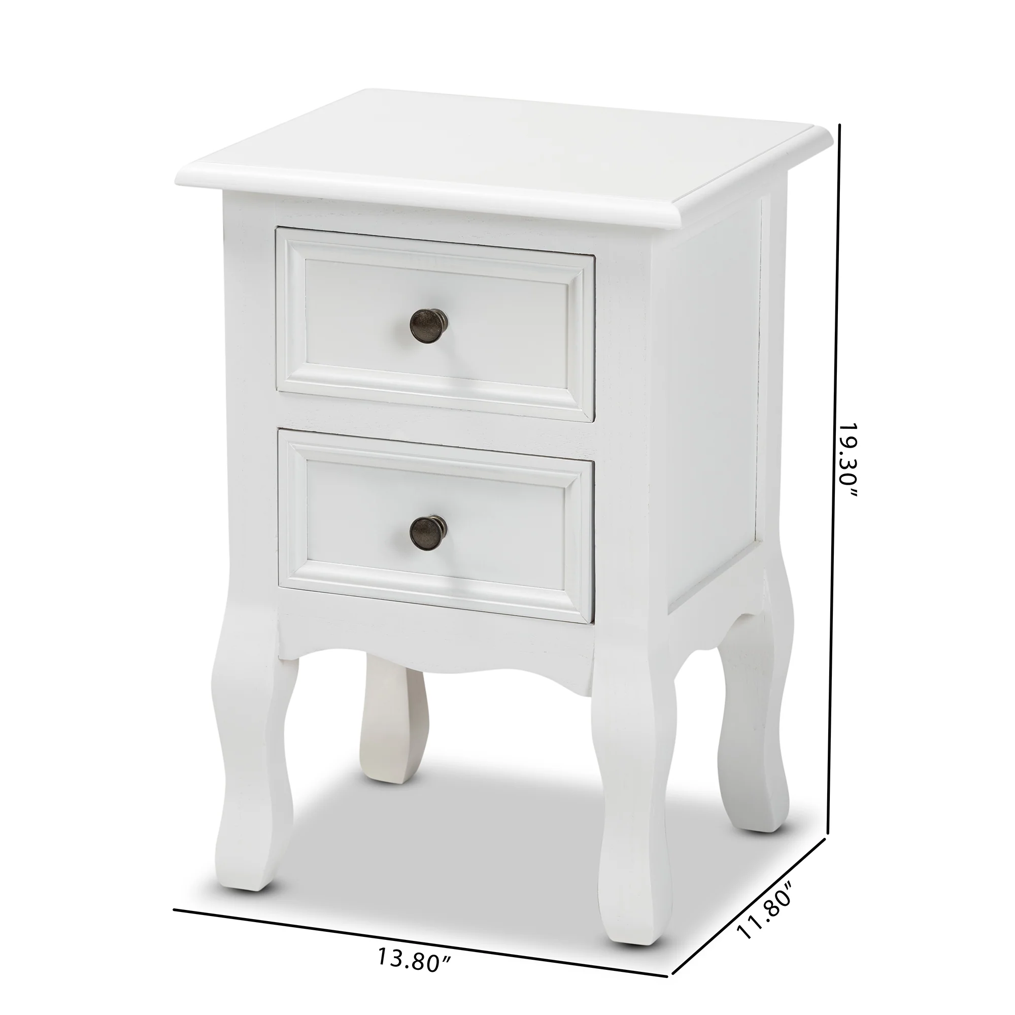 Baxton Studio Caelan Classic and Traditional White Finished Wood 2-Drawer End Table - Image 3