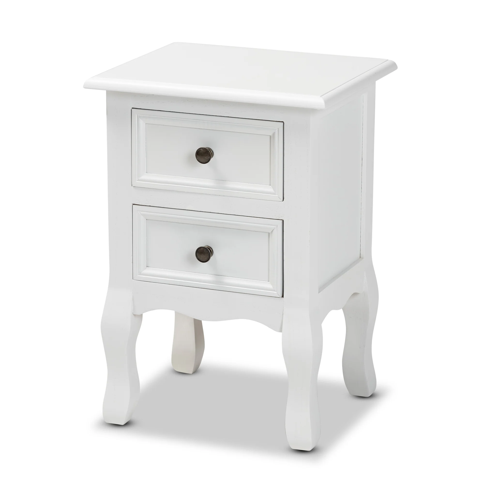 Baxton Studio Caelan Classic and Traditional White Finished Wood 2-Drawer End Table - Image 4