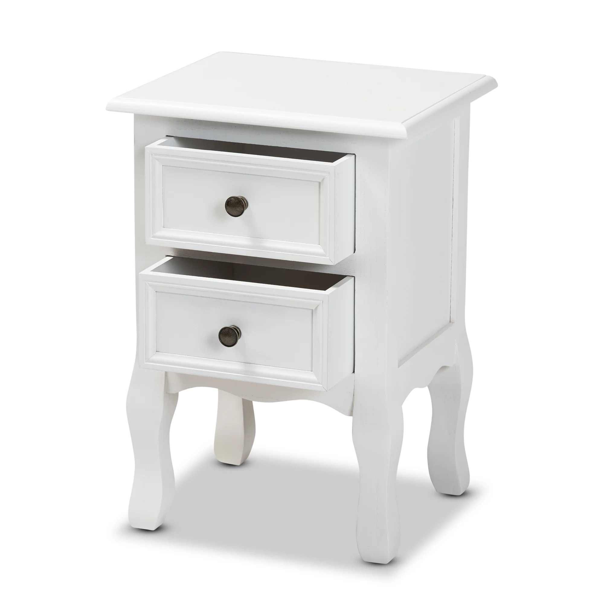 Baxton Studio Caelan Classic and Traditional White Finished Wood 2-Drawer End Table - Image 5