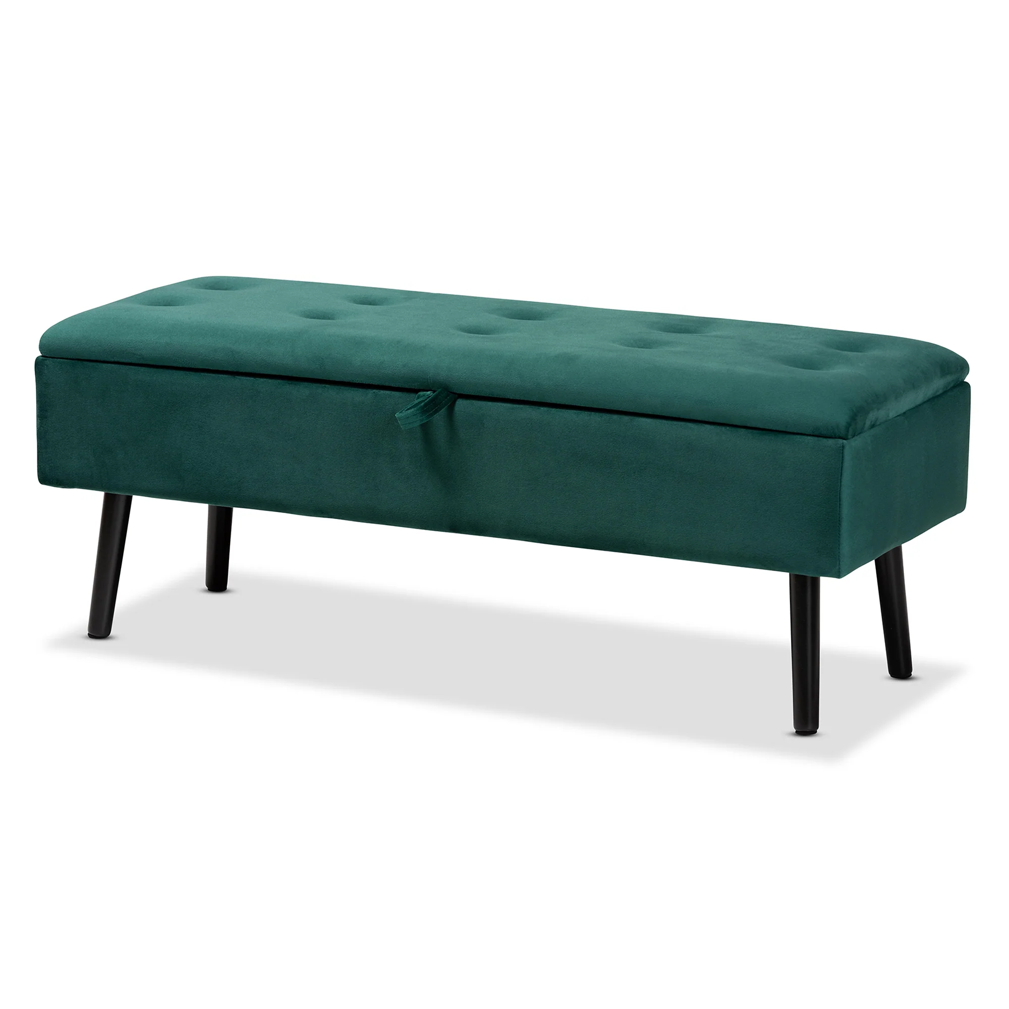 Baxton Studio Caine Modern and Contemporary Green Velvet Fabric Upholstered and Dark Brown Finished Wood Storage Bench - Image 2