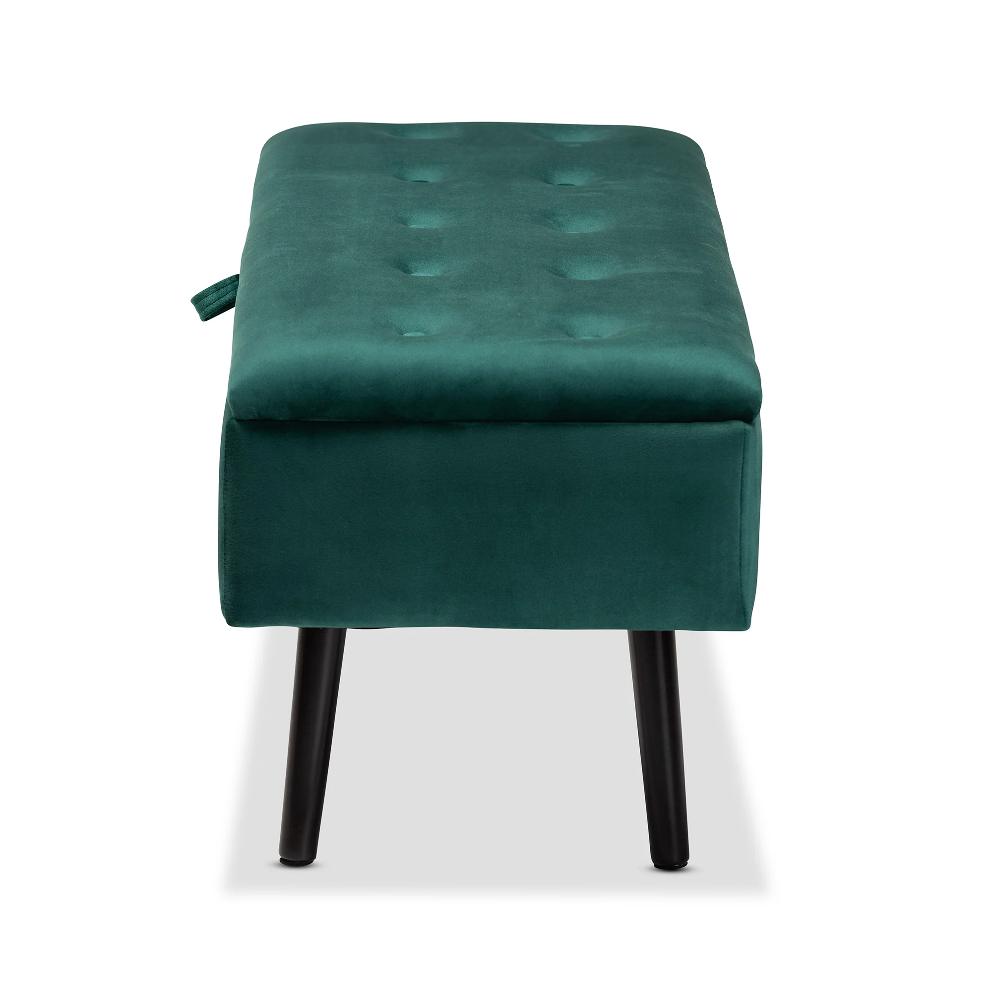 Baxton Studio Caine Modern and Contemporary Green Velvet Fabric Upholstered and Dark Brown Finished Wood Storage Bench - Image 5