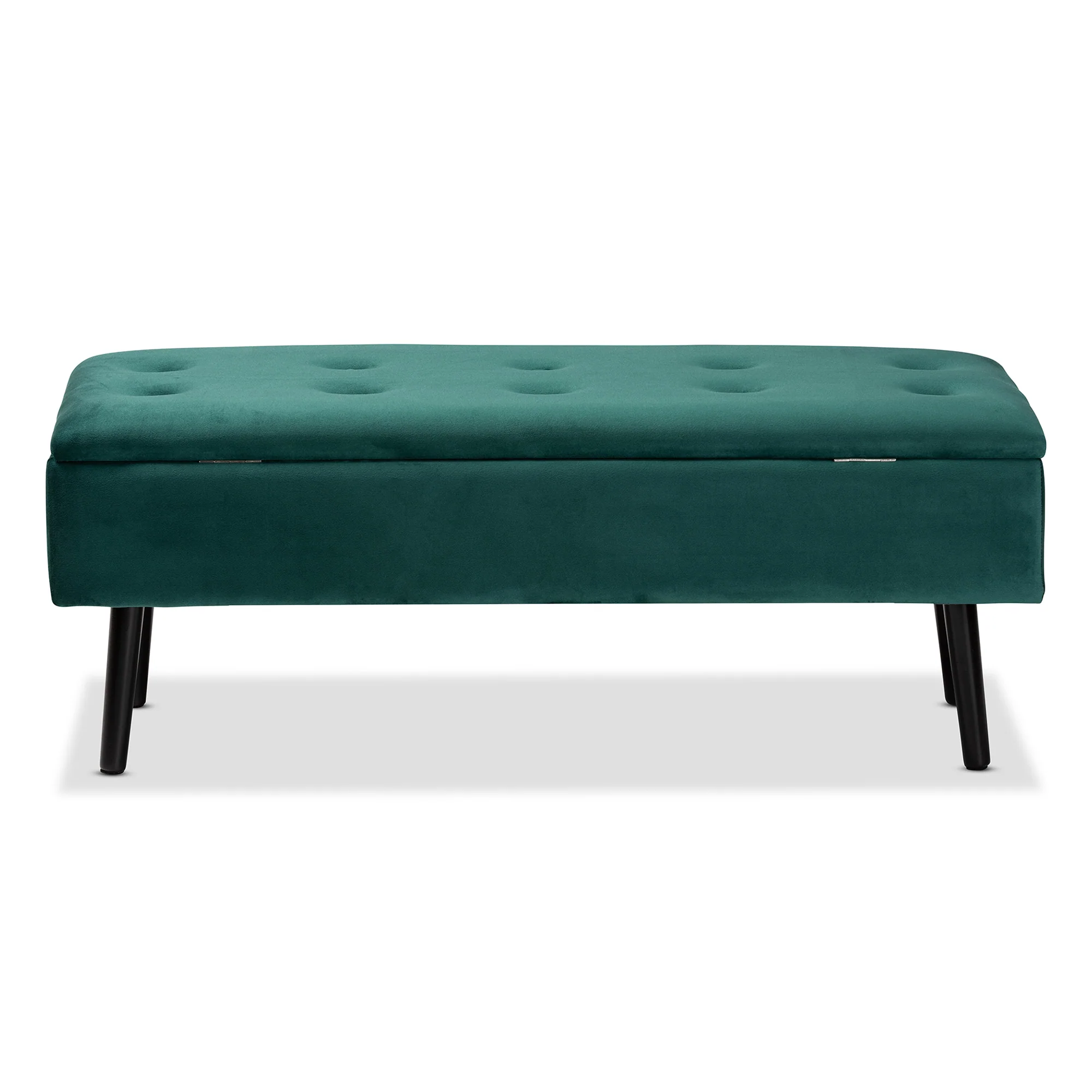 Baxton Studio Caine Modern and Contemporary Green Velvet Fabric Upholstered and Dark Brown Finished Wood Storage Bench - Image 6