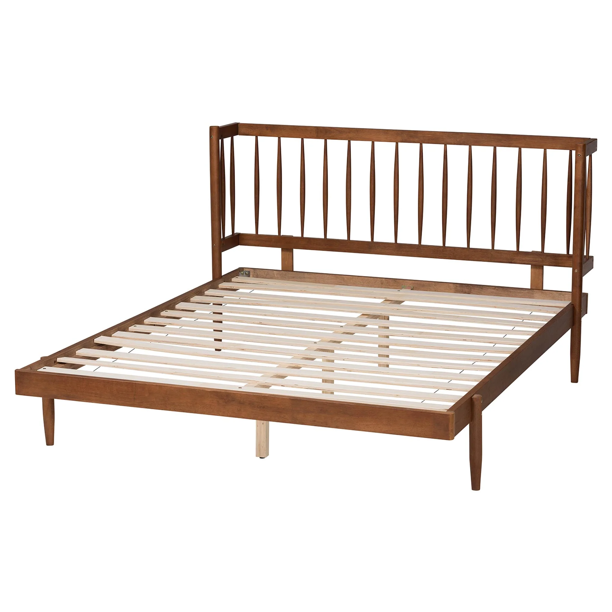 Baxton Studio Calderon Retro-Modern Walnut Brown Finished Wood Queen Size Platform Bed - Image 4