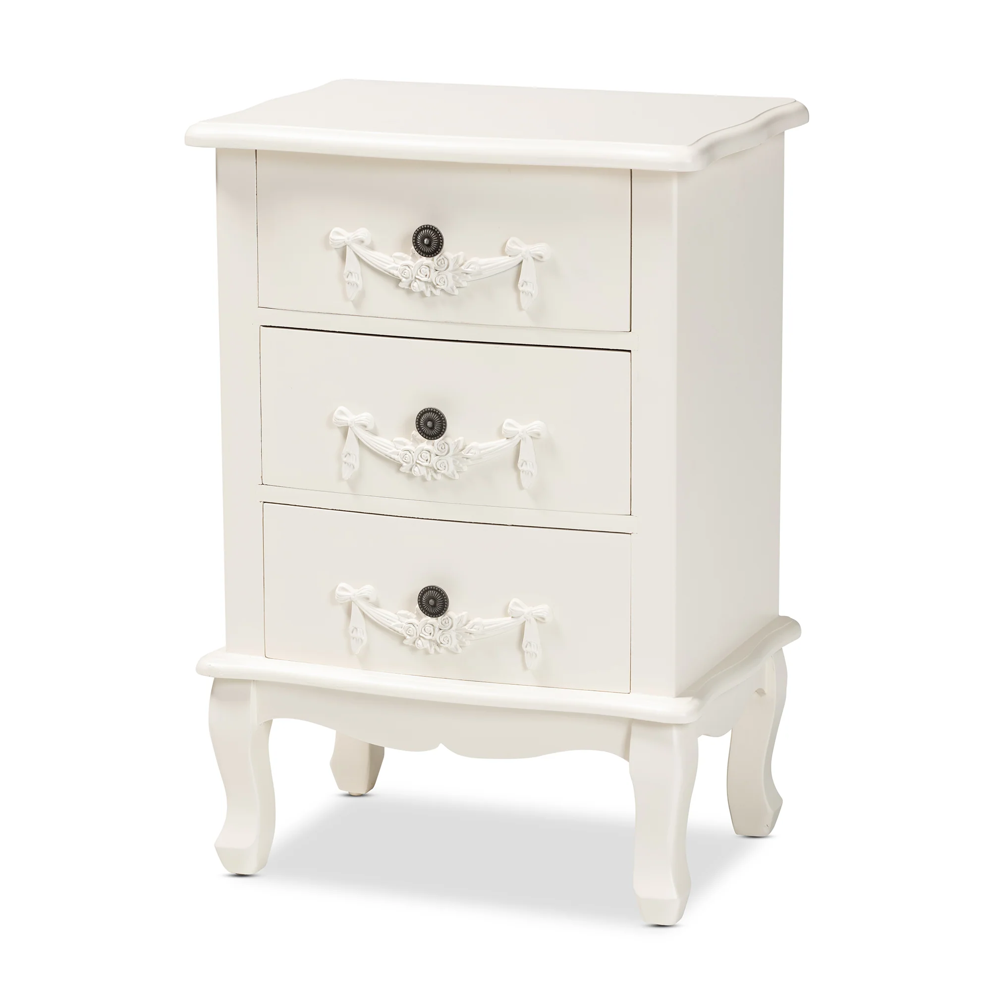 Baxton Studio Callen Classic and Traditional White Finished Wood 3-Drawer End Table - Image 4