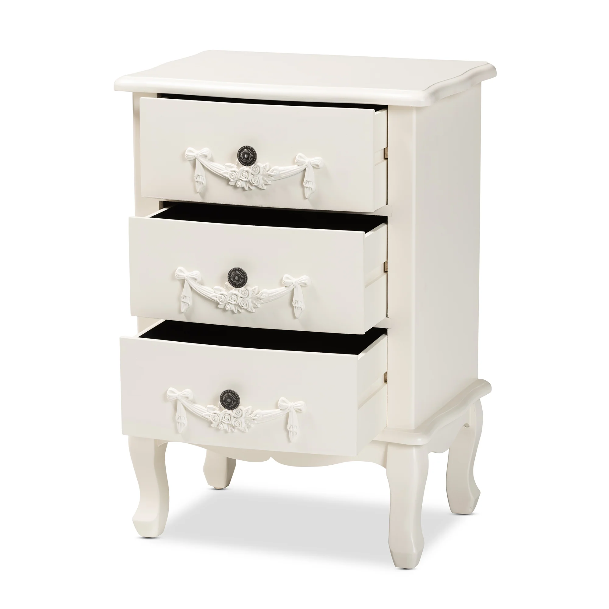 Baxton Studio Callen Classic and Traditional White Finished Wood 3-Drawer End Table - Image 5