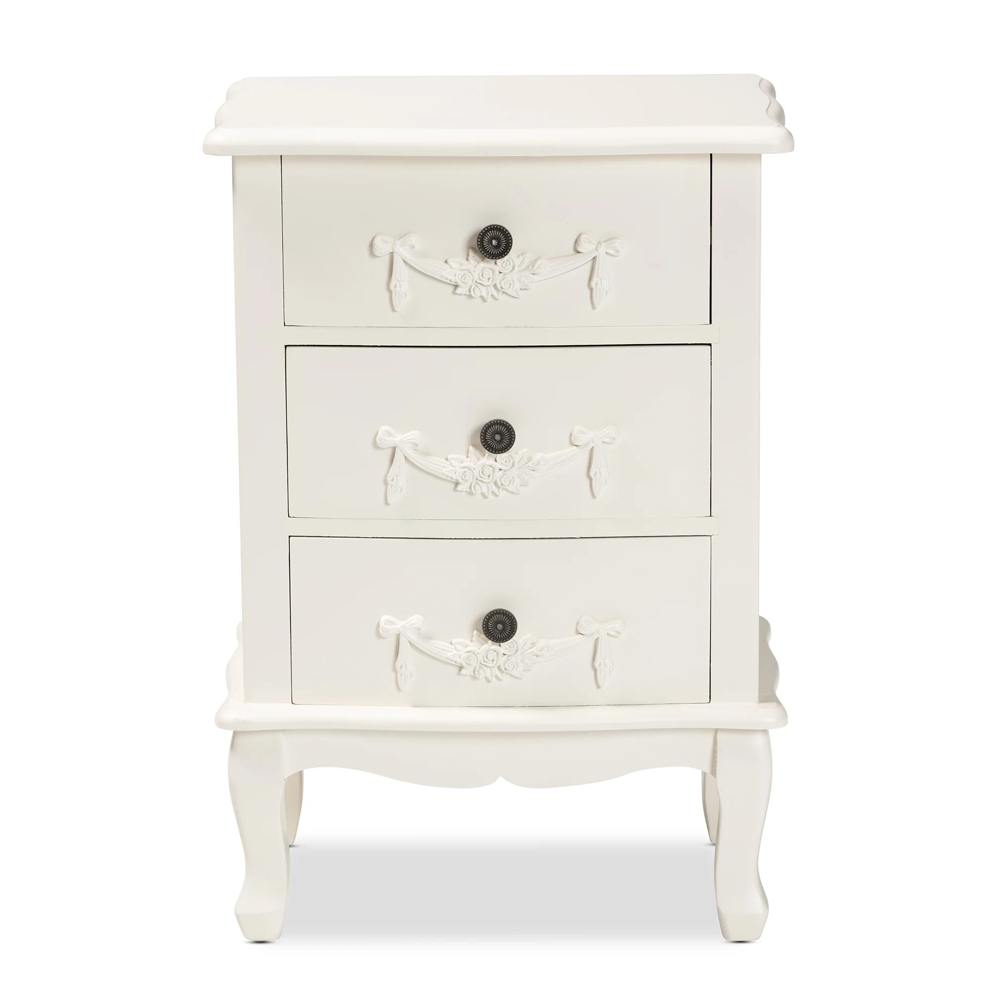Baxton Studio Callen Classic and Traditional White Finished Wood 3-Drawer End Table - Image 6