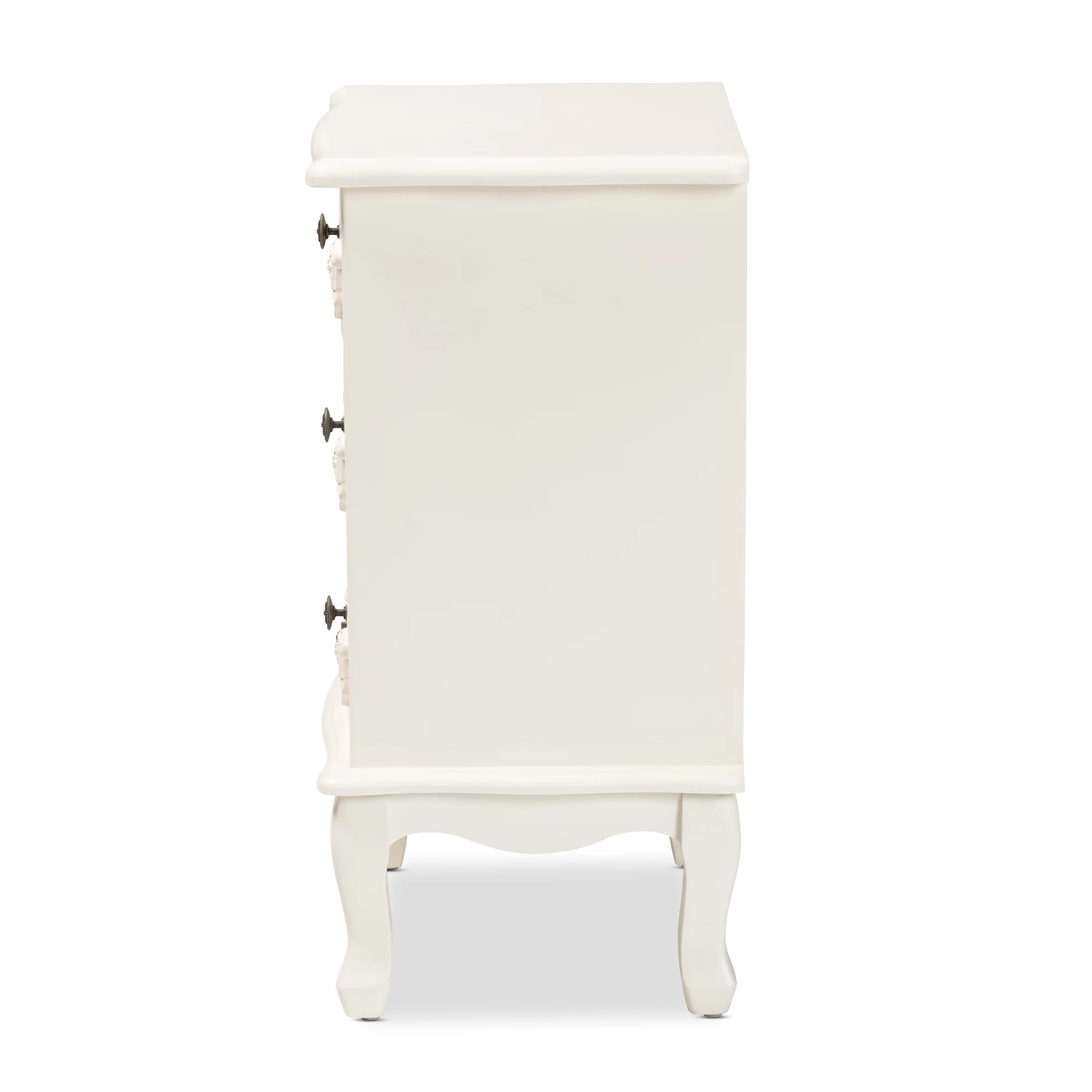 Baxton Studio Callen Classic and Traditional White Finished Wood 3-Drawer End Table - Image 7